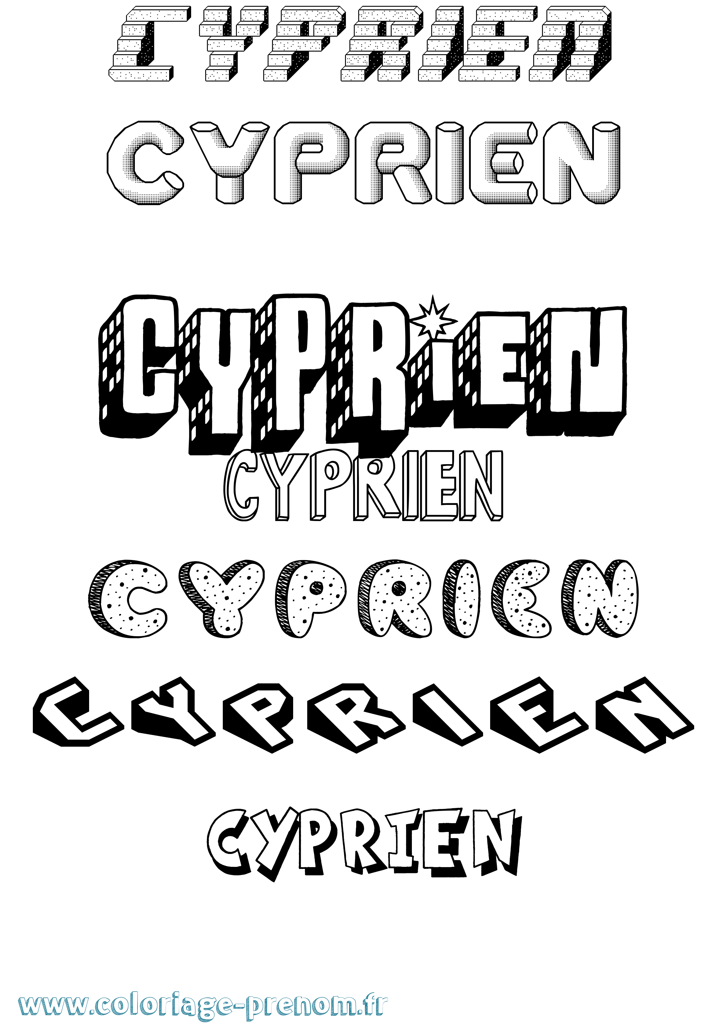 Coloriage prénom Cyprien Effet 3D