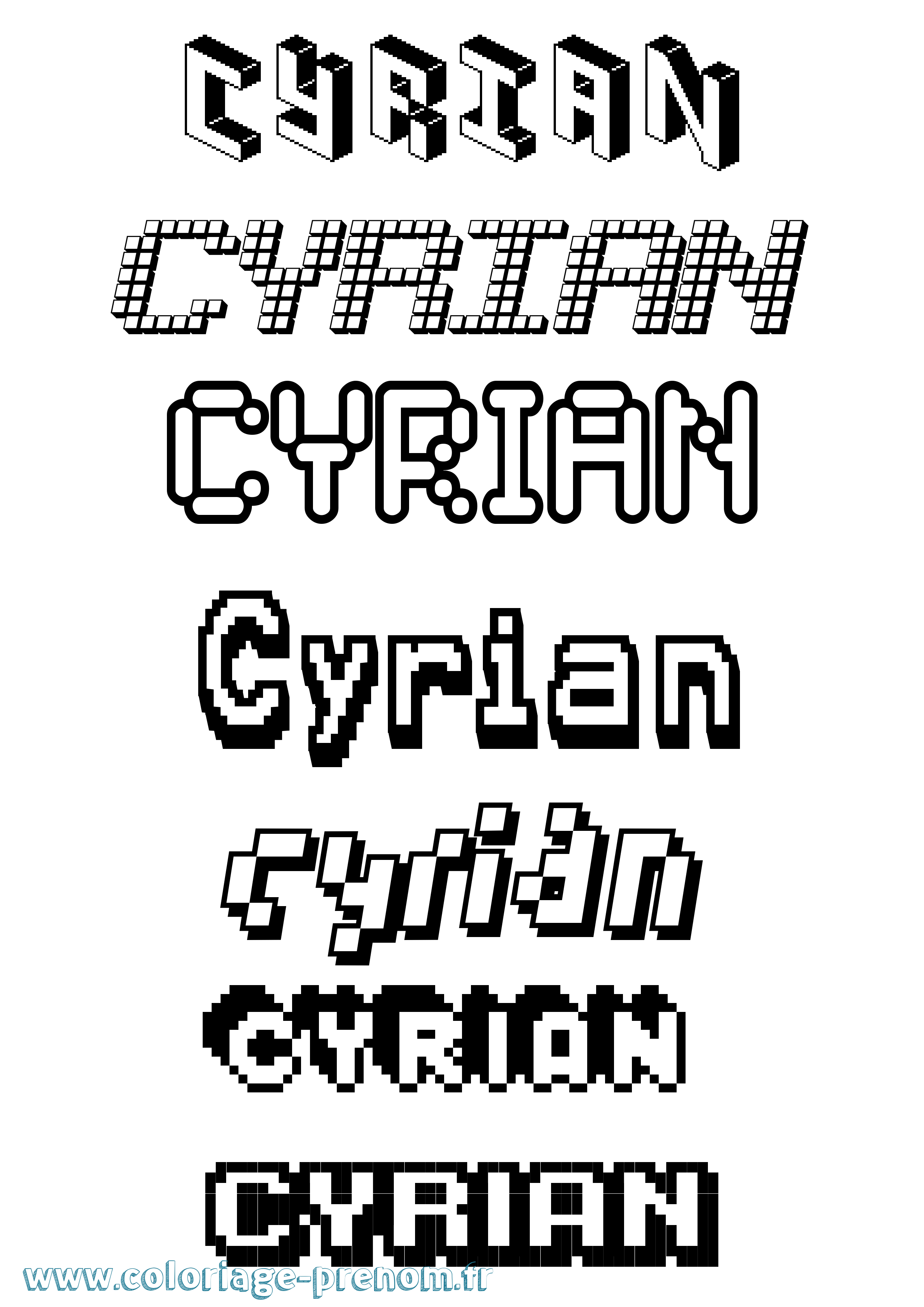 Coloriage prénom Cyrian