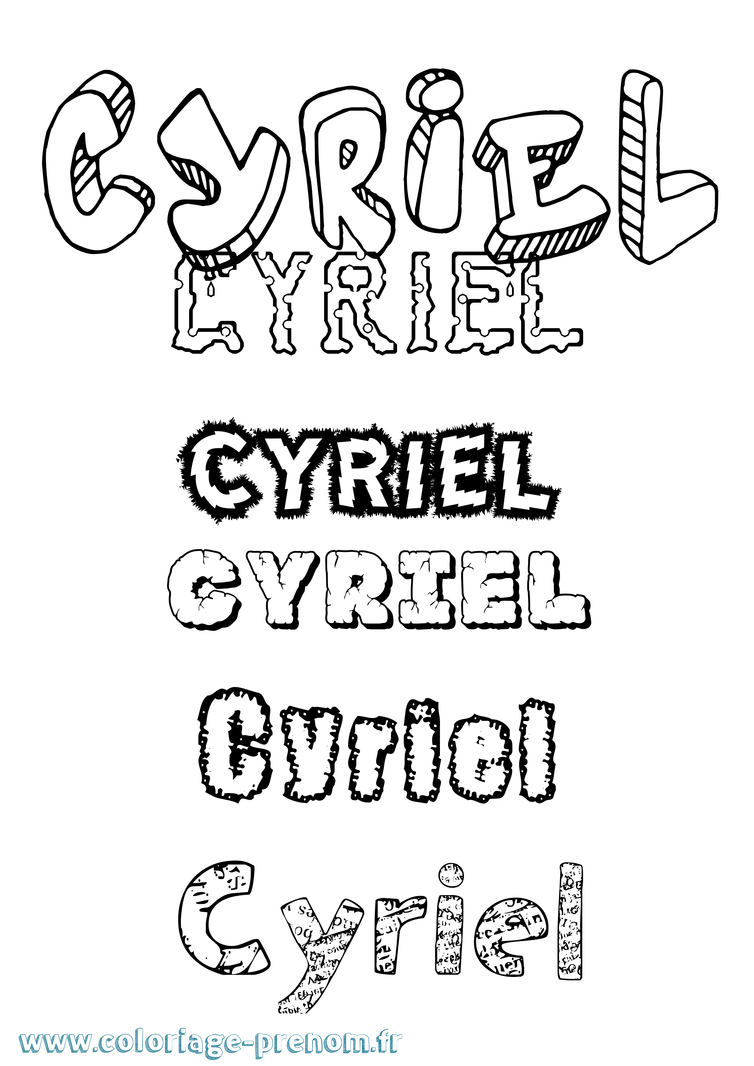 Coloriage prénom Cyriel Destructuré