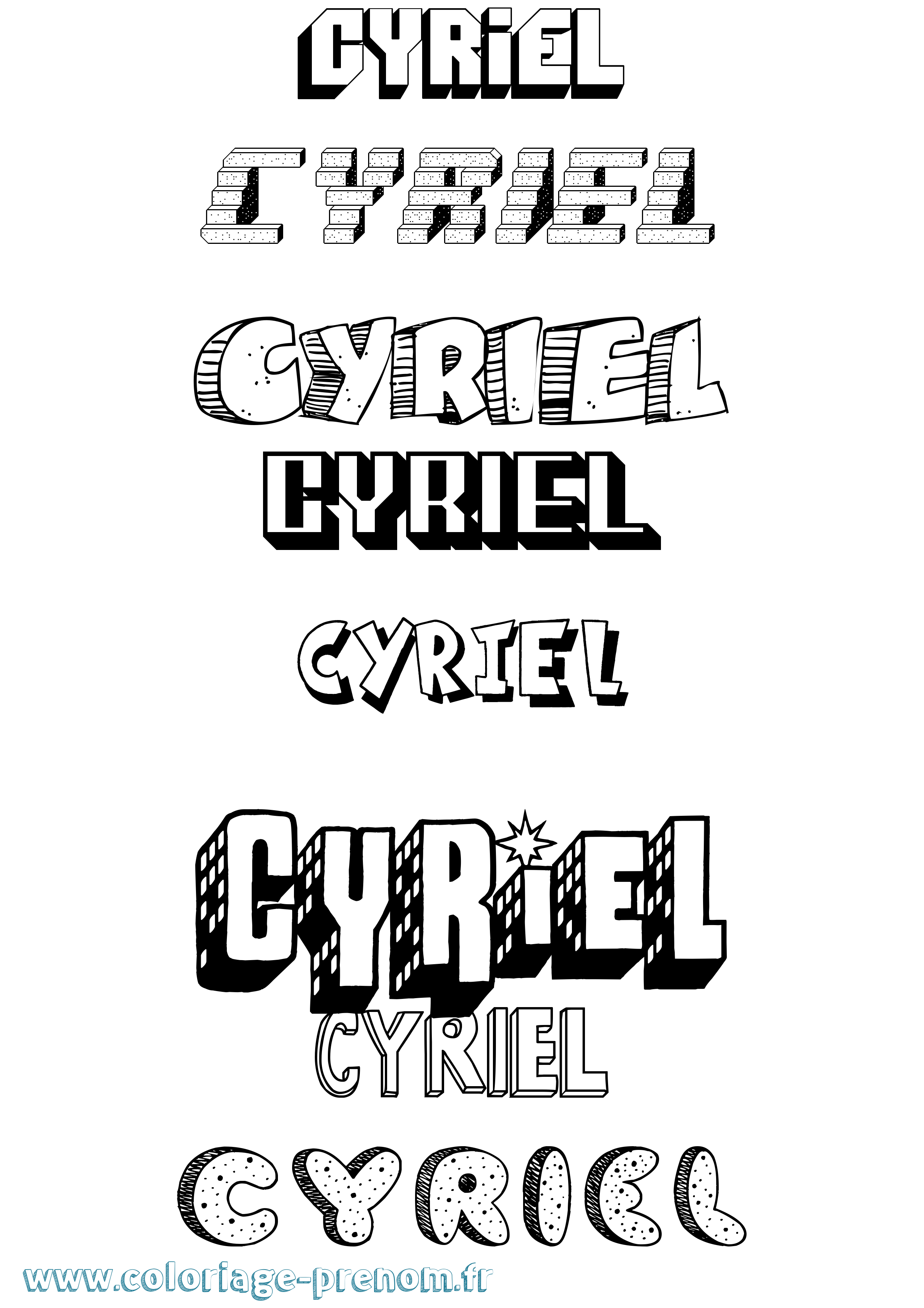 Coloriage prénom Cyriel Effet 3D