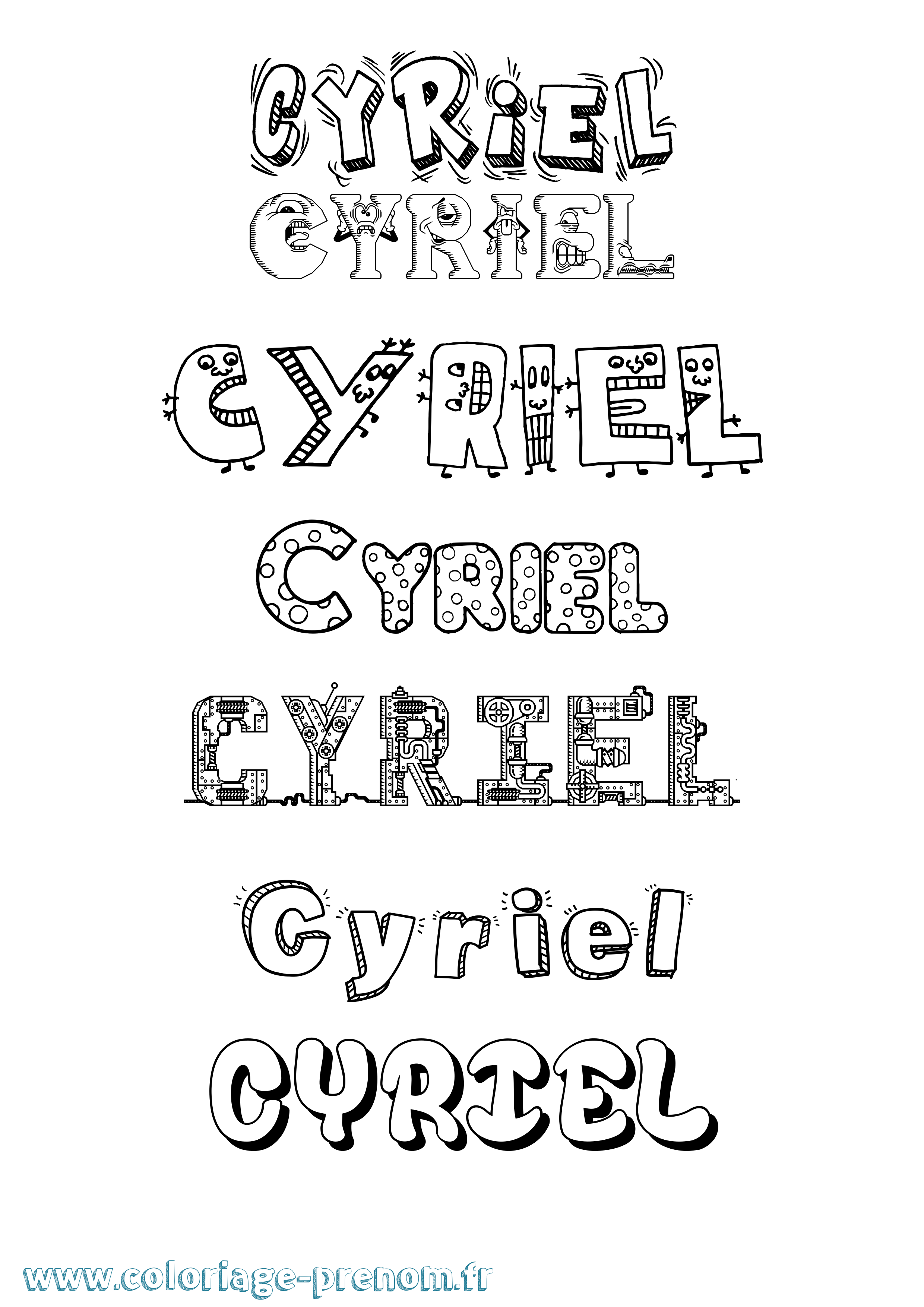 Coloriage prénom Cyriel Fun