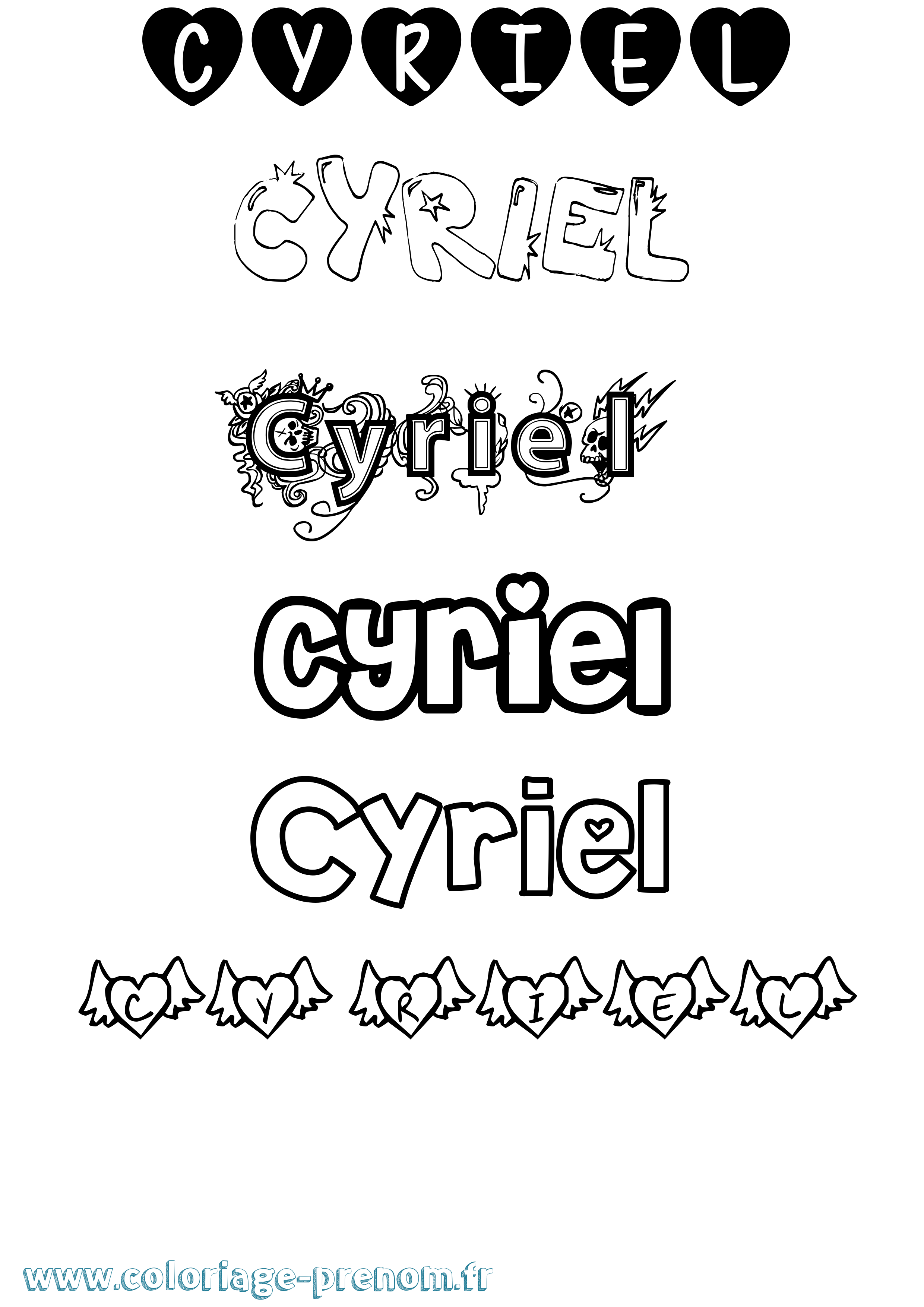 Coloriage prénom Cyriel Girly