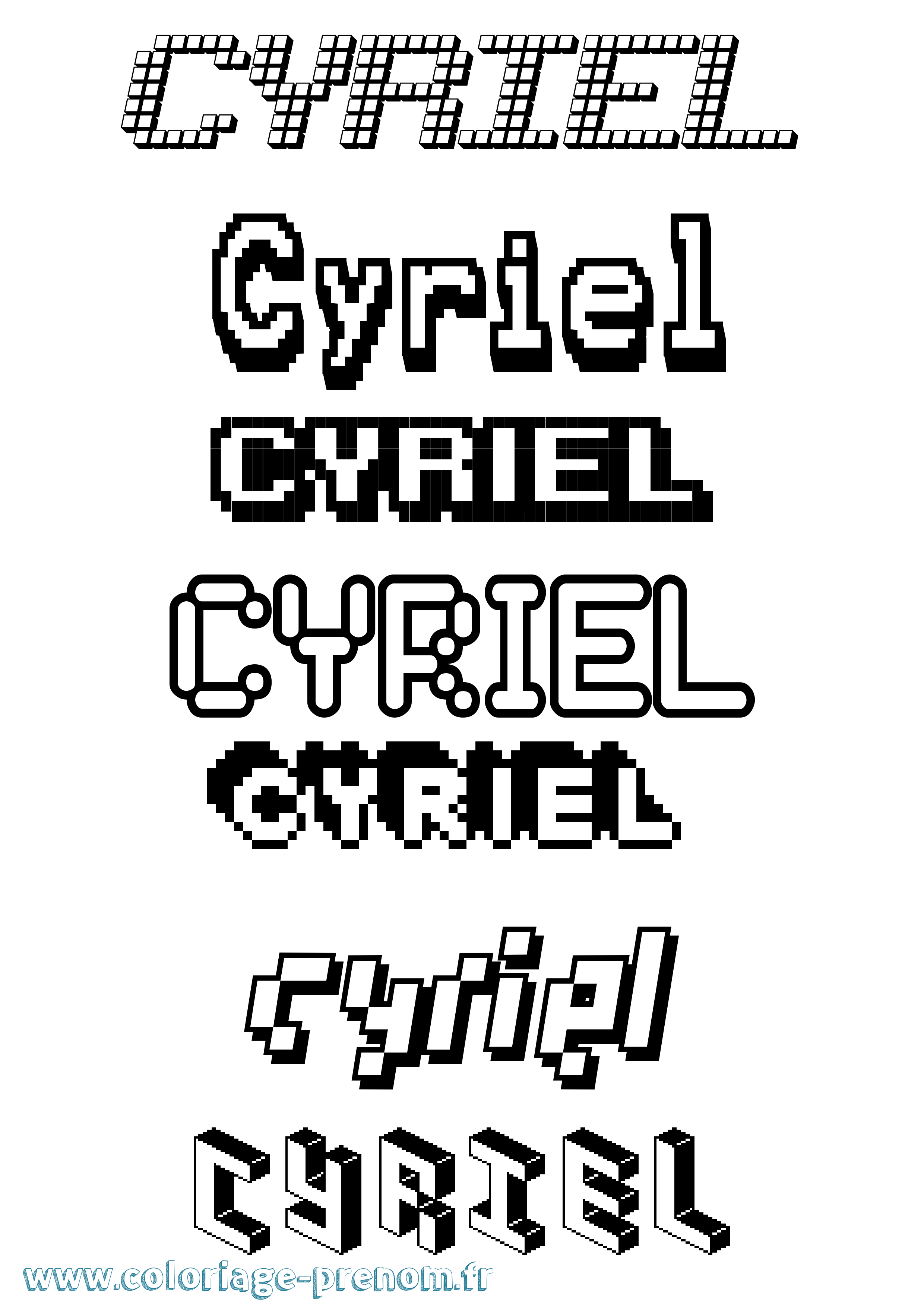 Coloriage prénom Cyriel Pixel