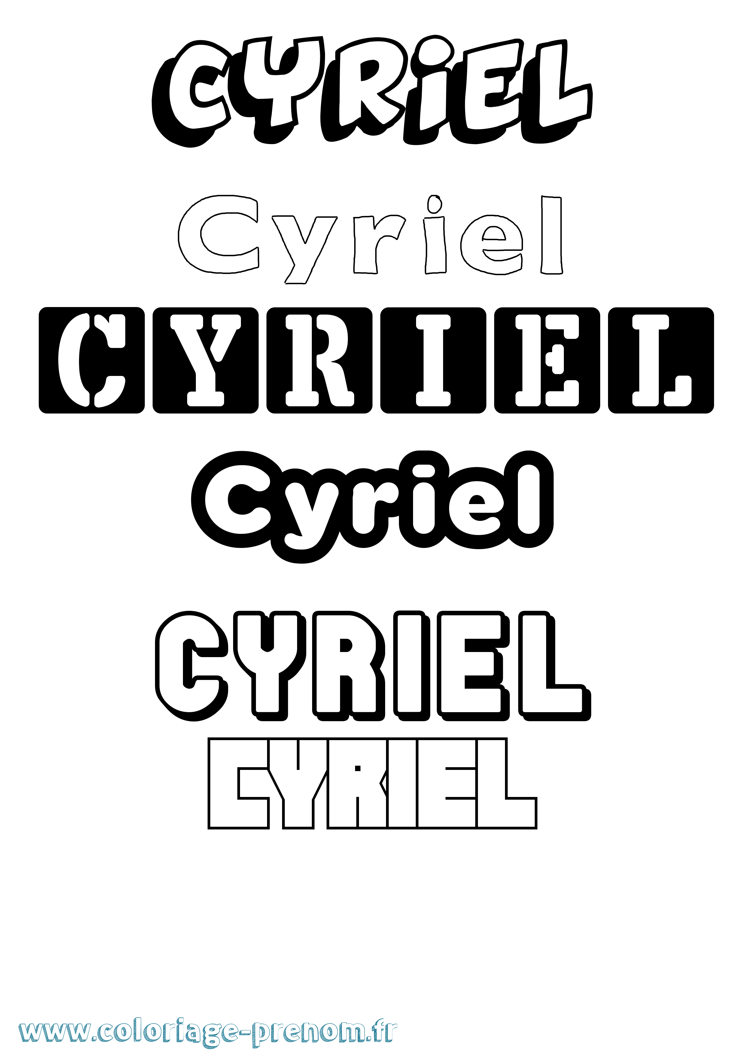Coloriage prénom Cyriel Simple