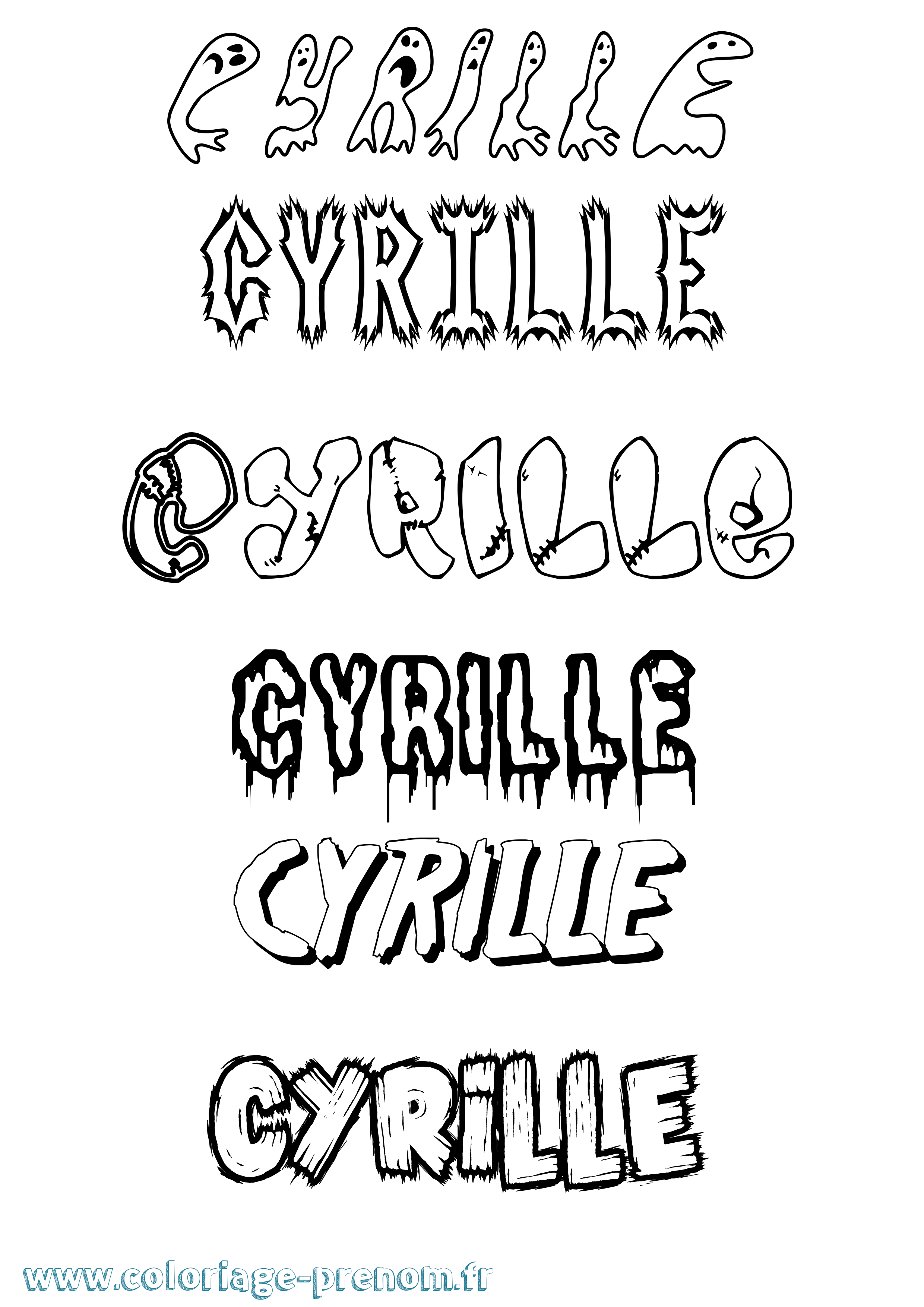 Coloriage prénom Cyrille Frisson