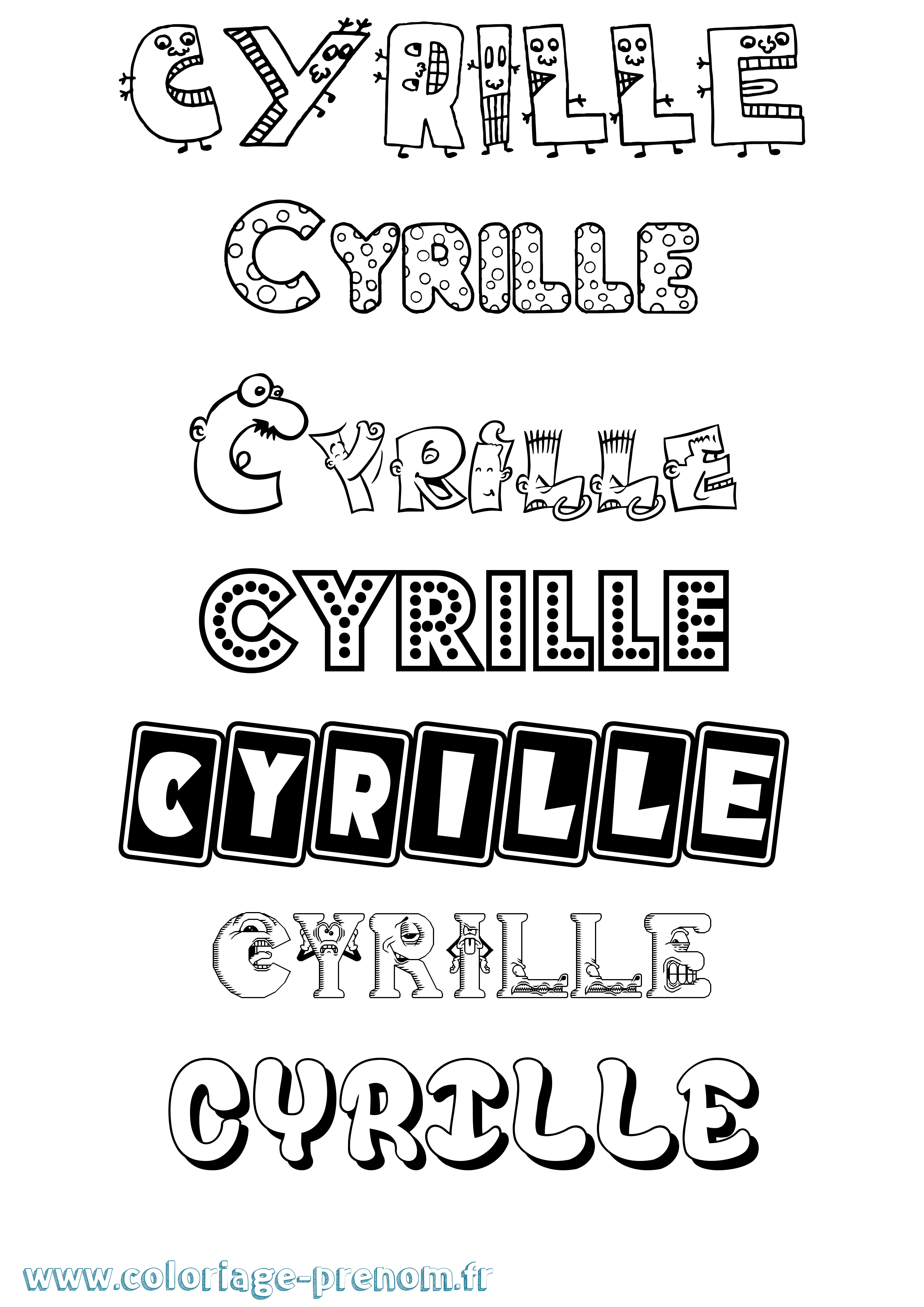 Coloriage prénom Cyrille Fun