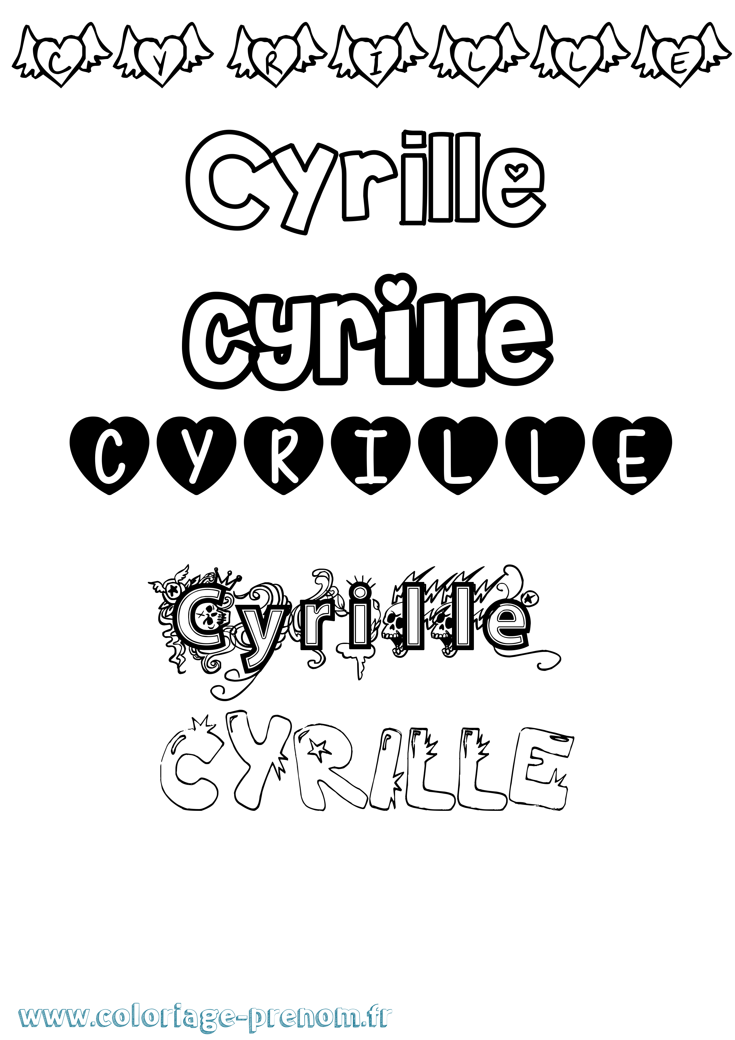 Coloriage prénom Cyrille Girly