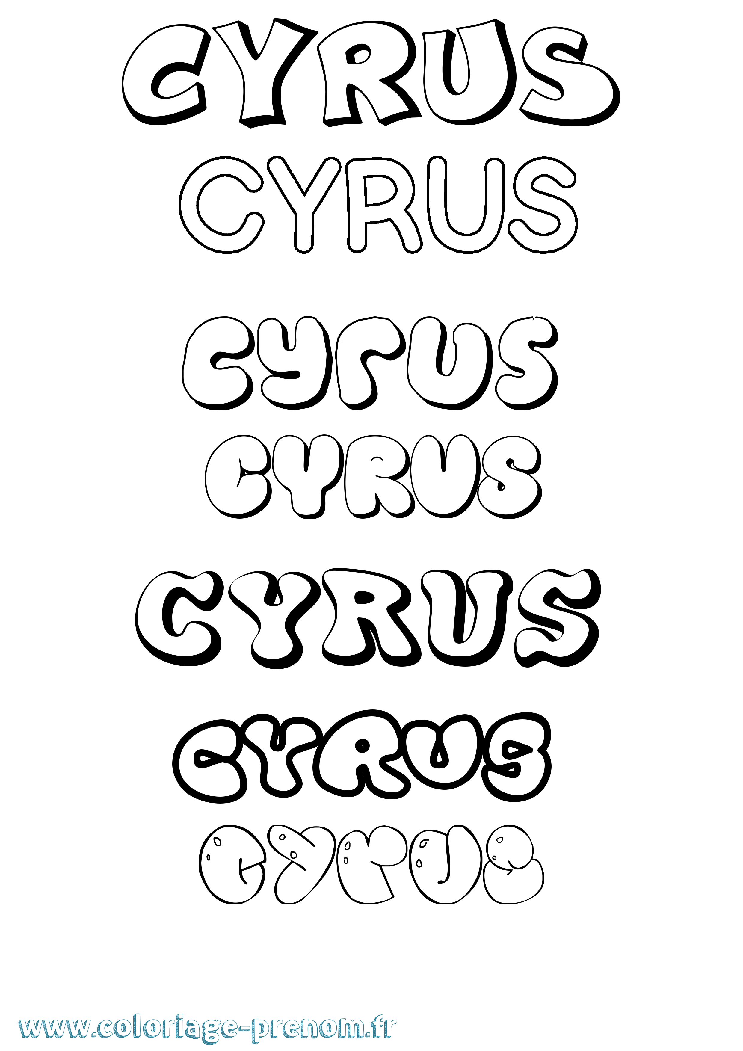 Coloriage Cyrus Bubble Coloriage prénom Cyrus Bubble