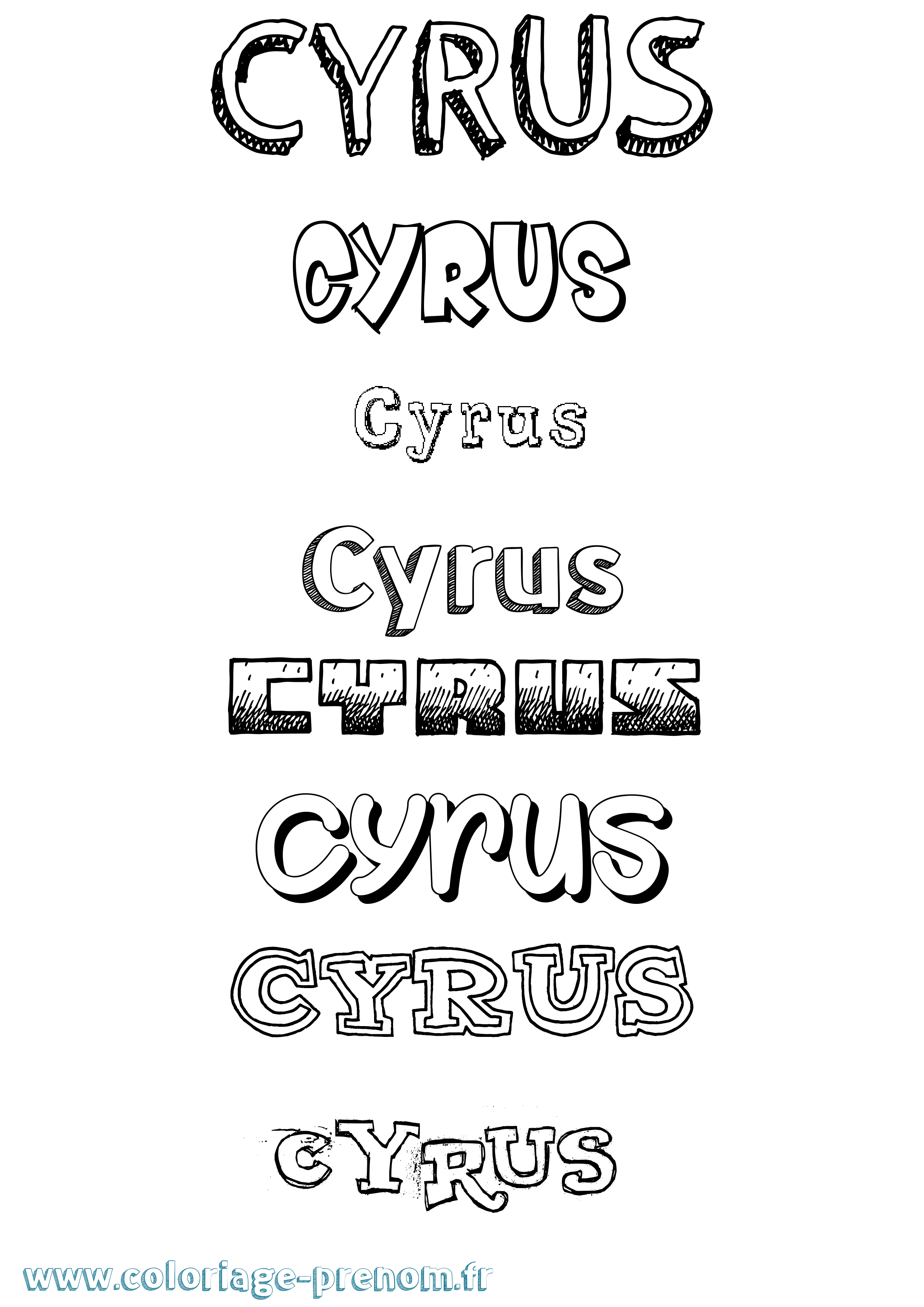 Coloriage prénom Cyrus Dessiné