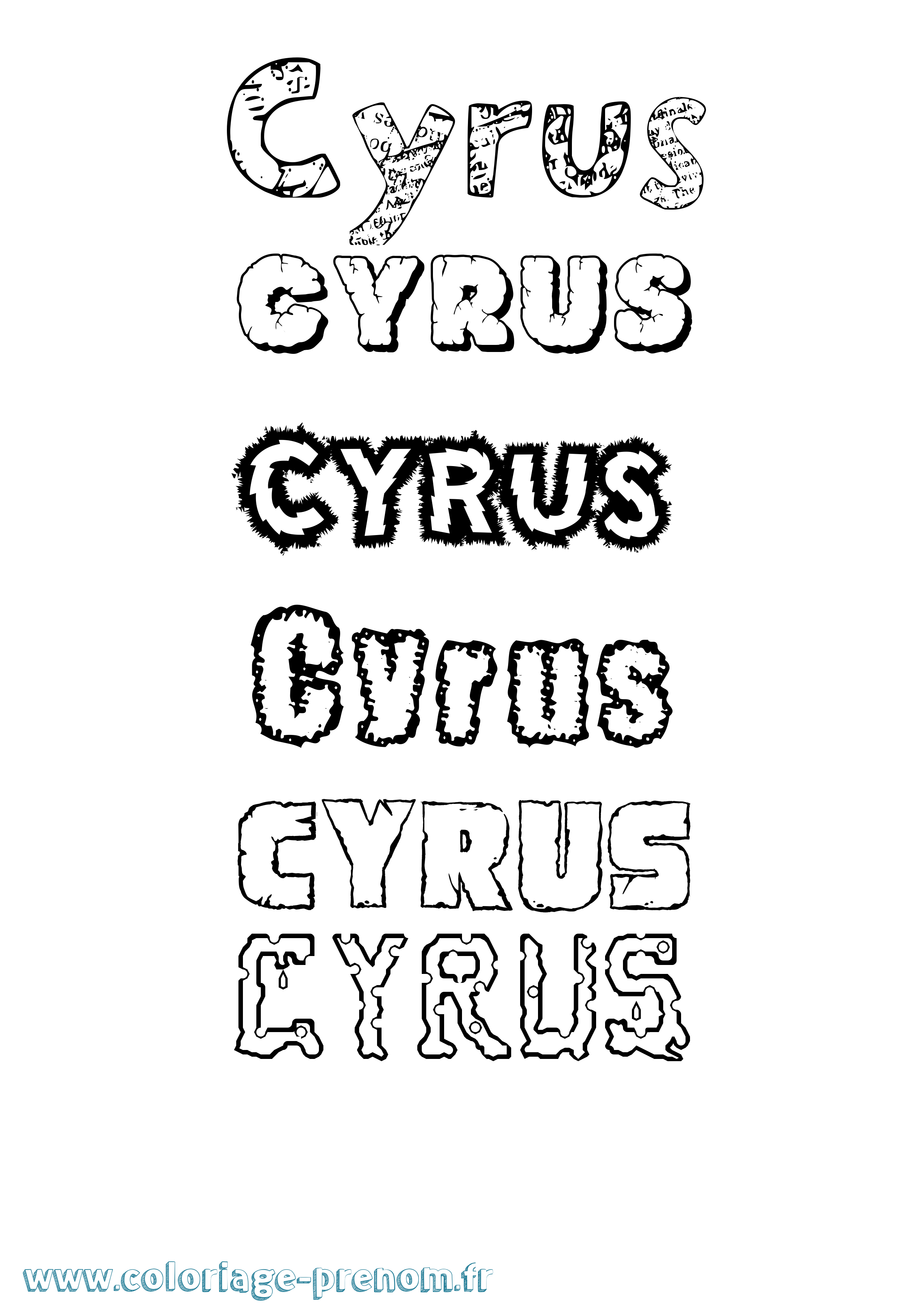 Coloriage Cyrus Destructuré Coloriage prénom Cyrus Destructuré