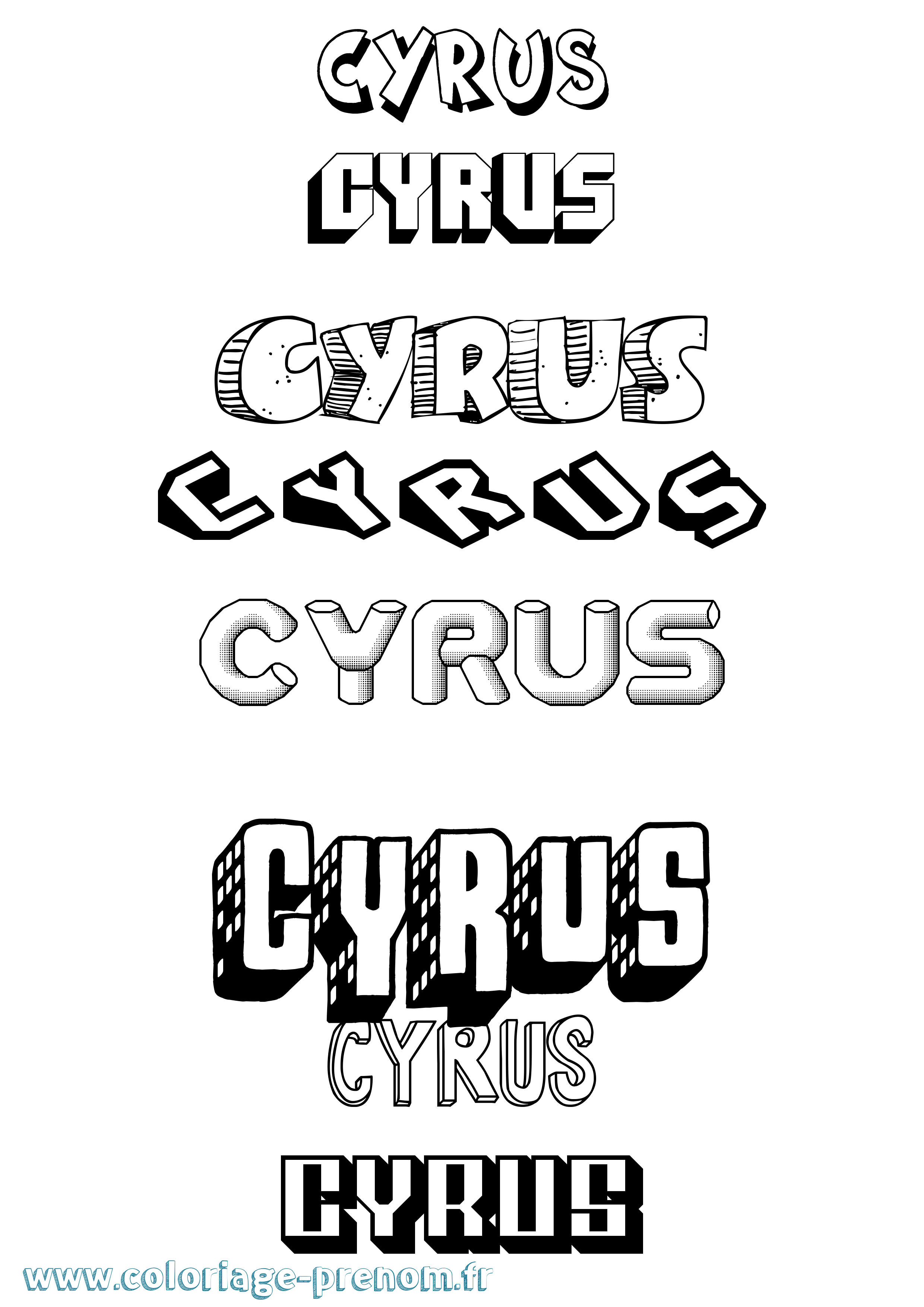 Coloriage Cyrus Effet 3D Coloriage prénom Cyrus Effet 3D