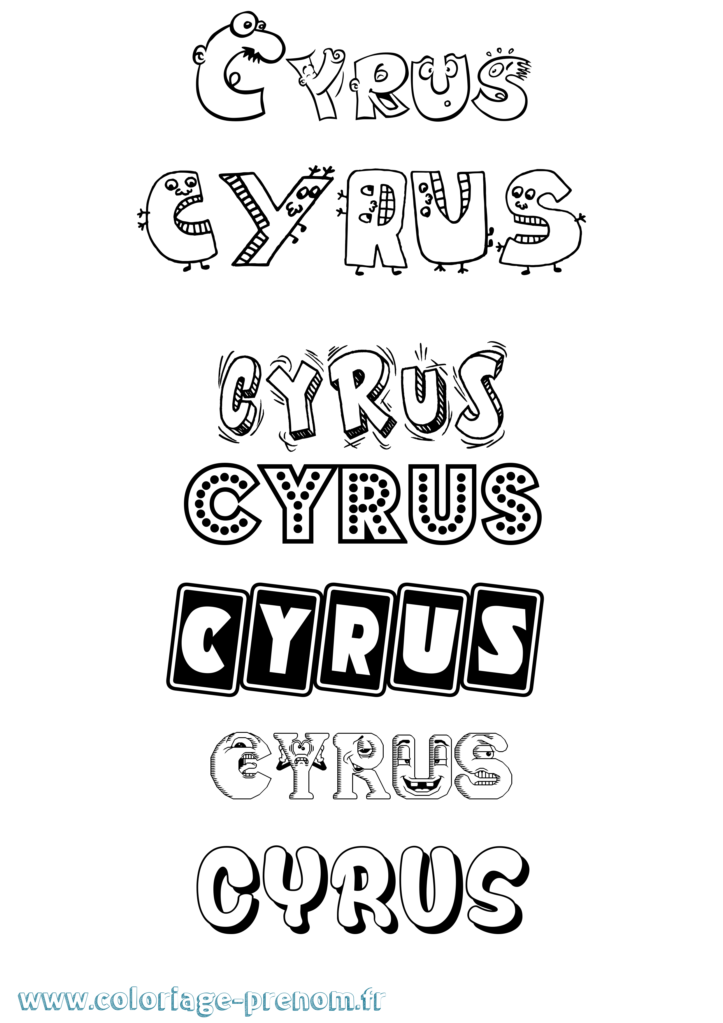 Coloriage prénom Cyrus Fun