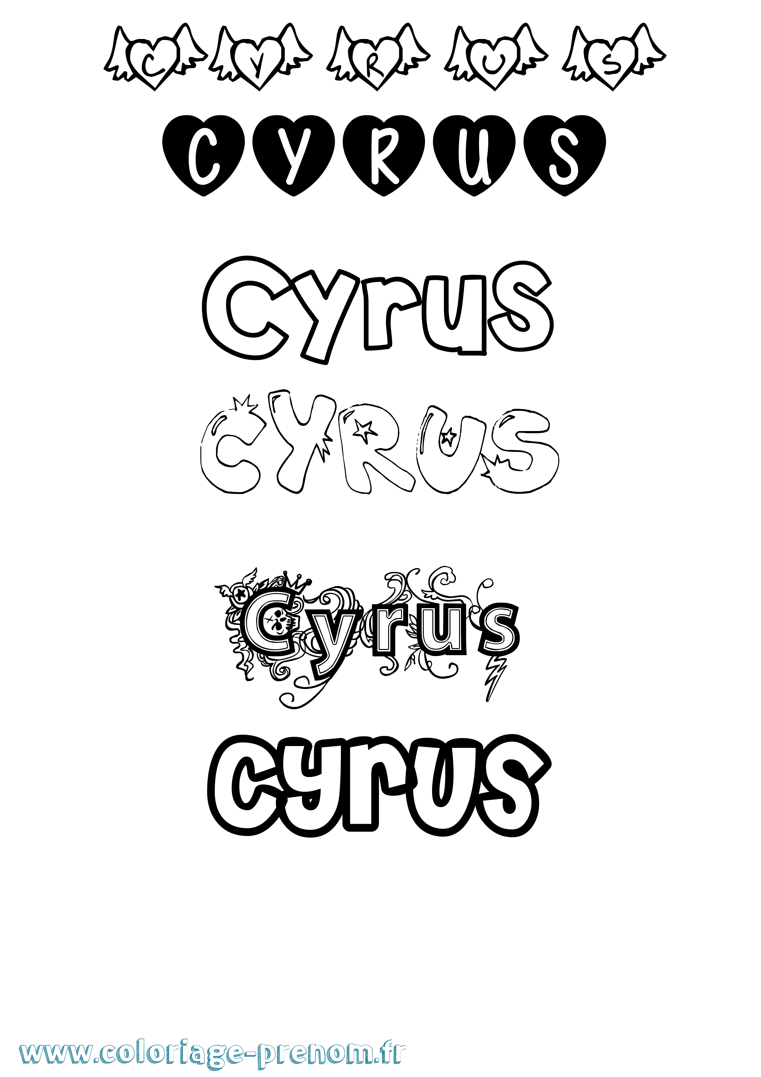 Coloriage prénom Cyrus Girly
