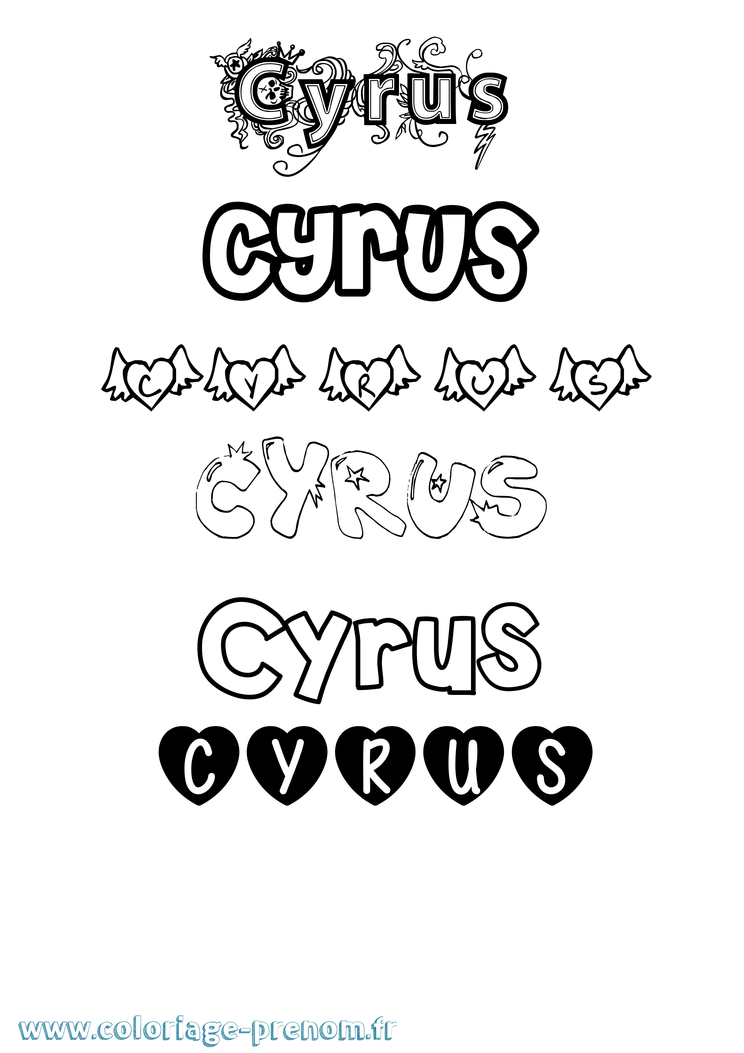 Coloriage Cyrus Girly Coloriage prénom Cyrus Girly