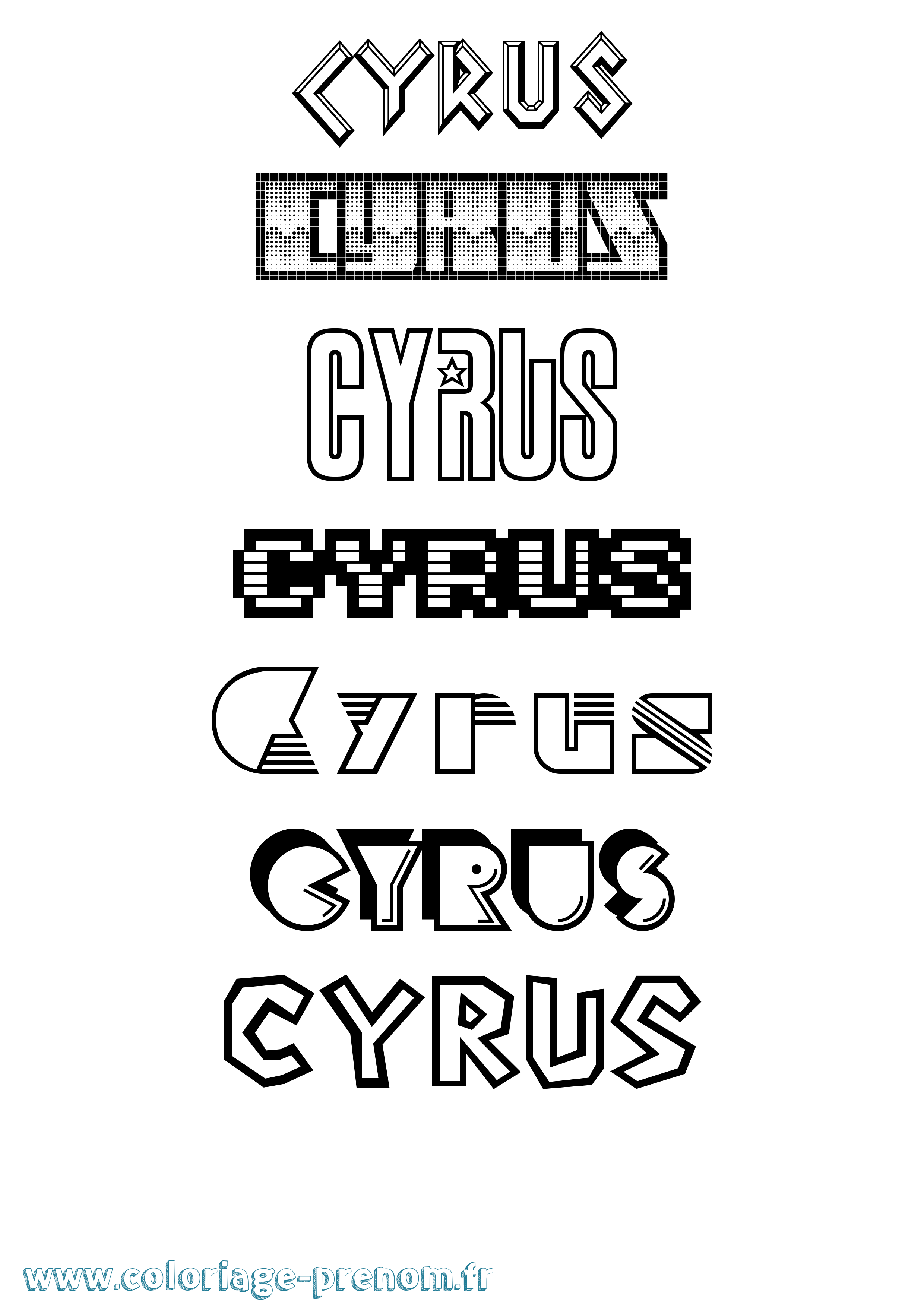 Coloriage prénom Cyrus Jeux Vidéos
