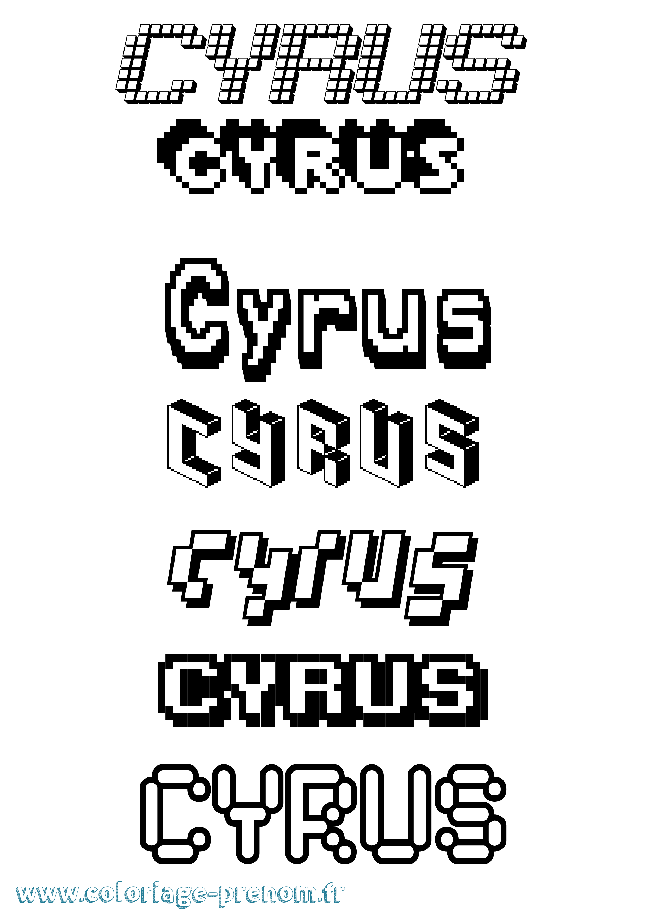 Coloriage prénom Cyrus Pixel