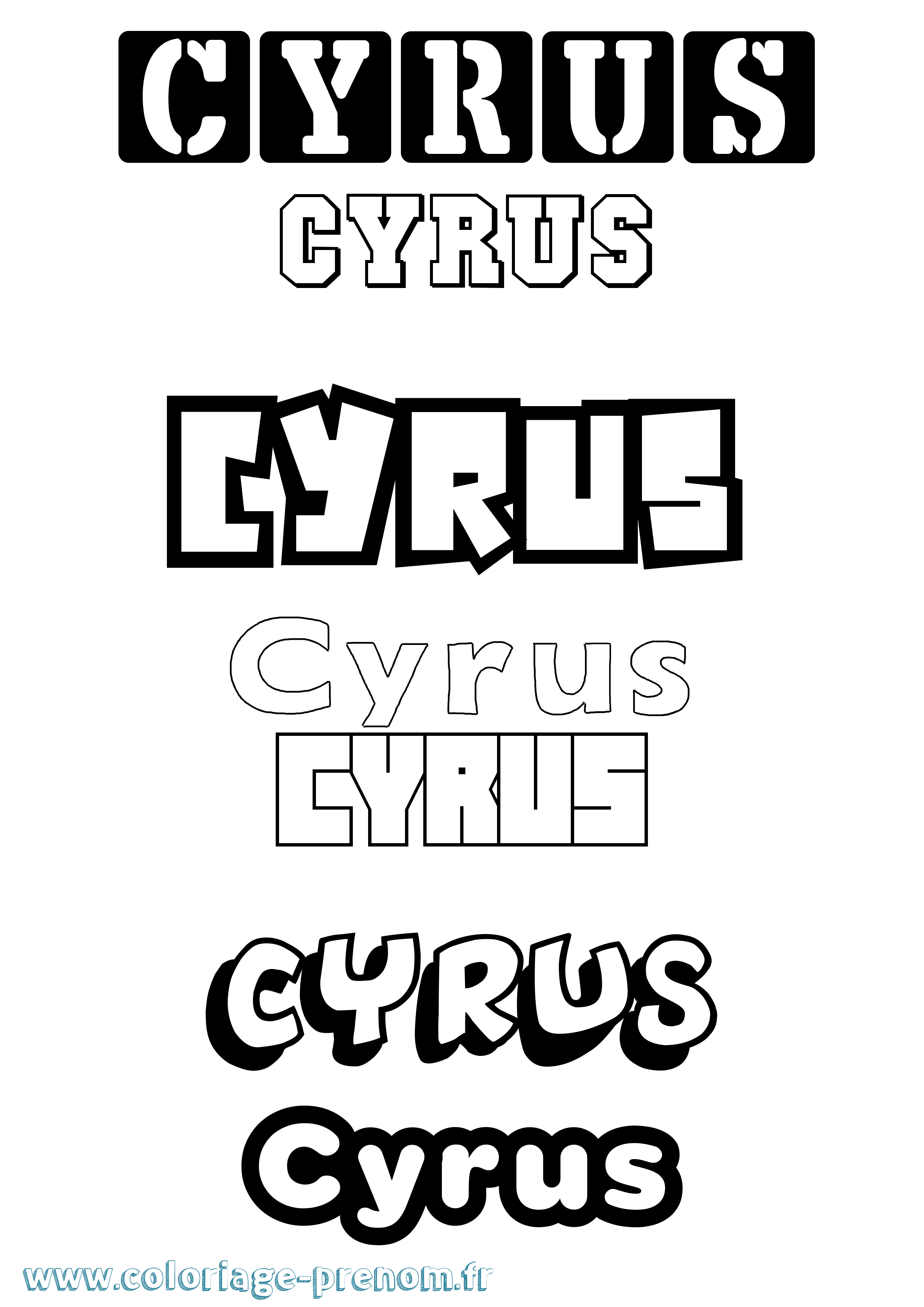 Coloriage prénom Cyrus Simple
