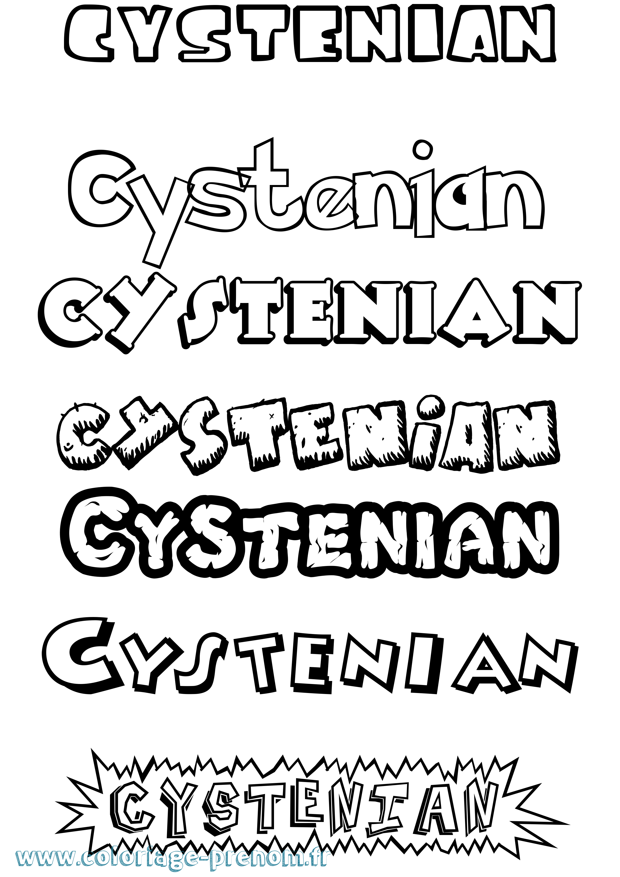 Coloriage prénom Cystenian Dessin Animé