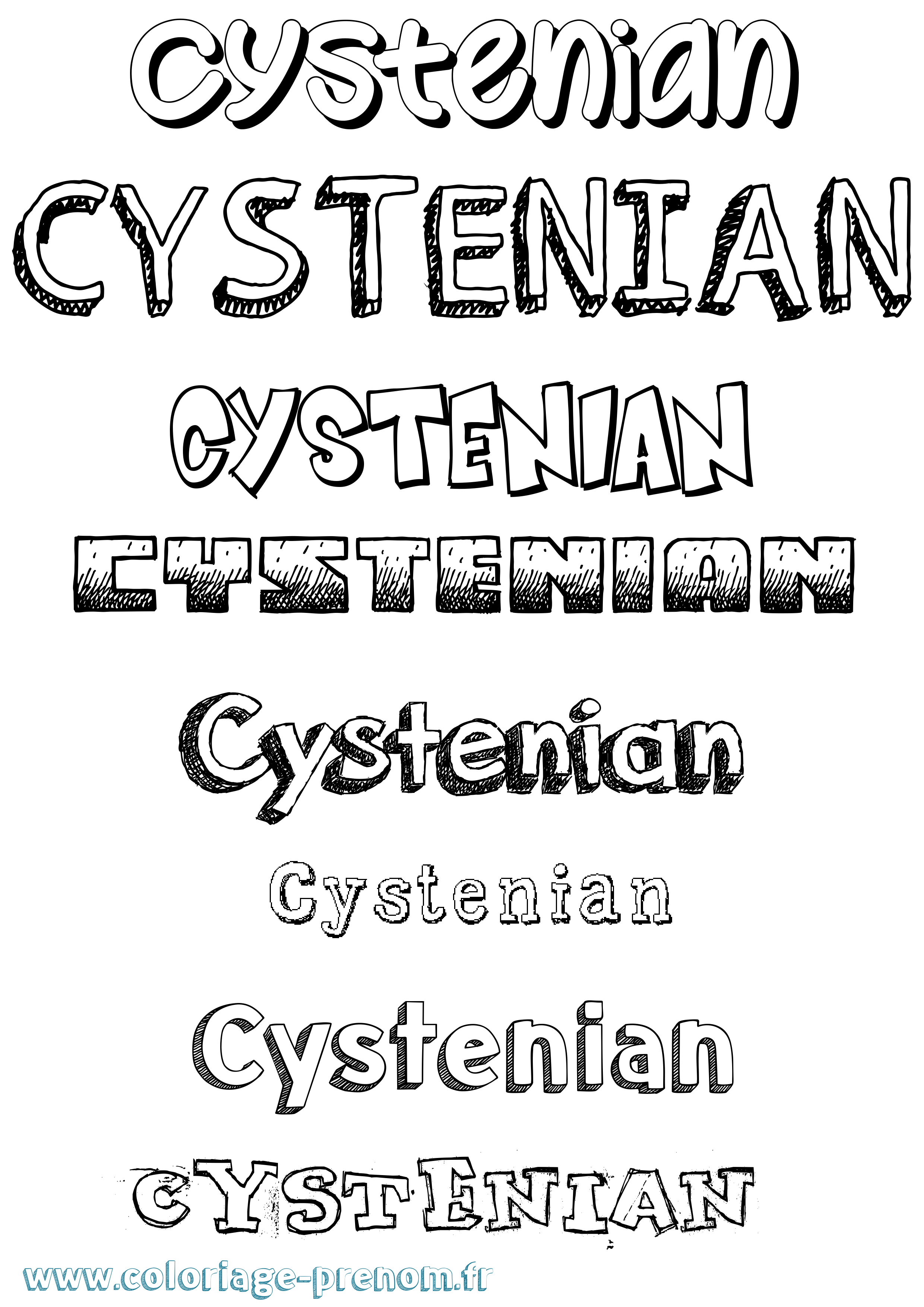 Coloriage prénom Cystenian Dessiné