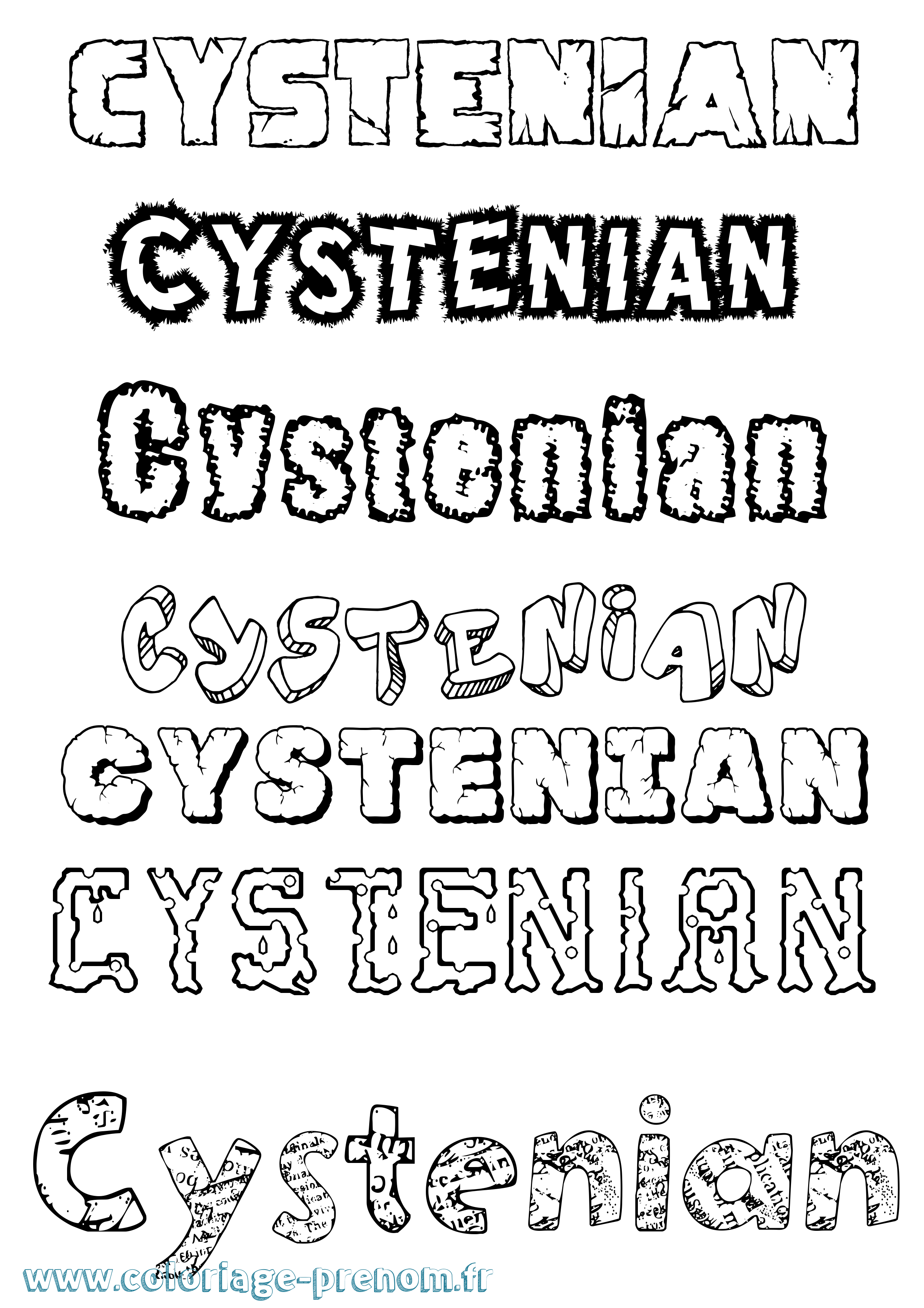 Coloriage prénom Cystenian Destructuré