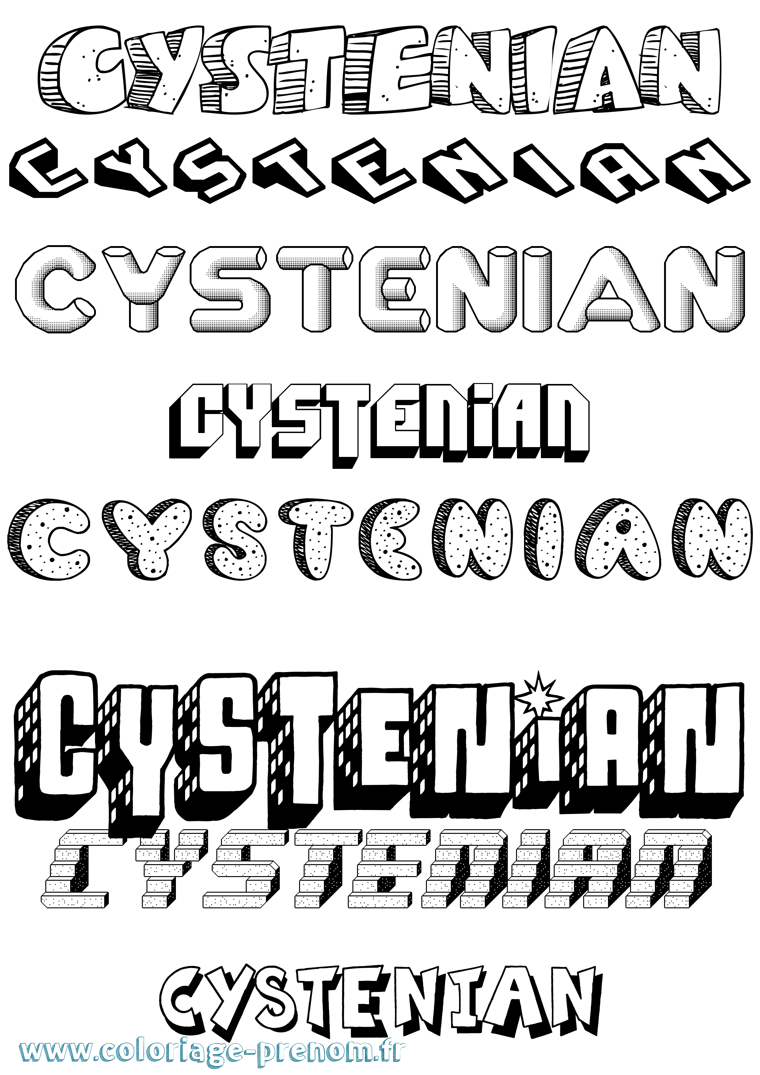 Coloriage prénom Cystenian Effet 3D