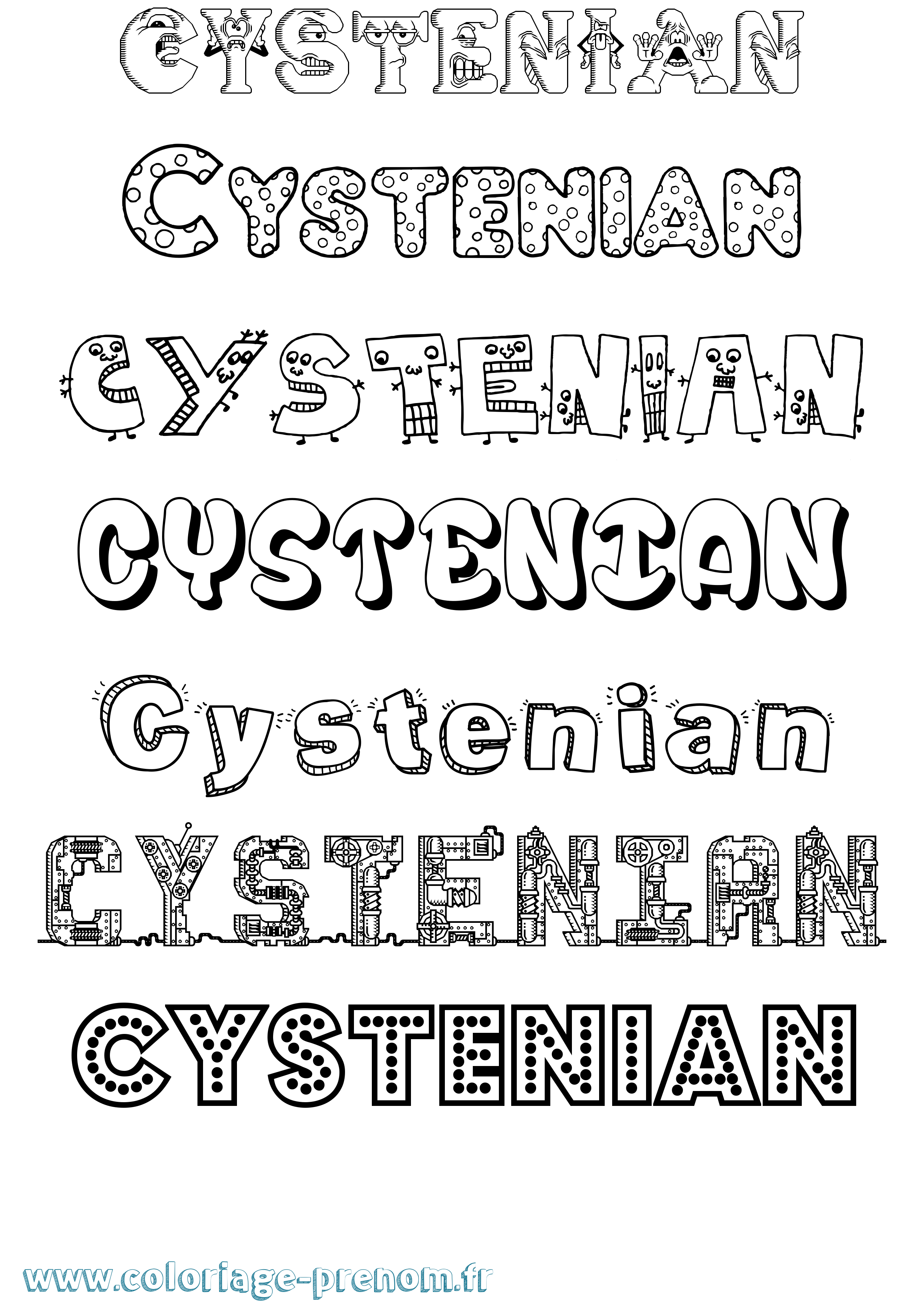 Coloriage prénom Cystenian Fun