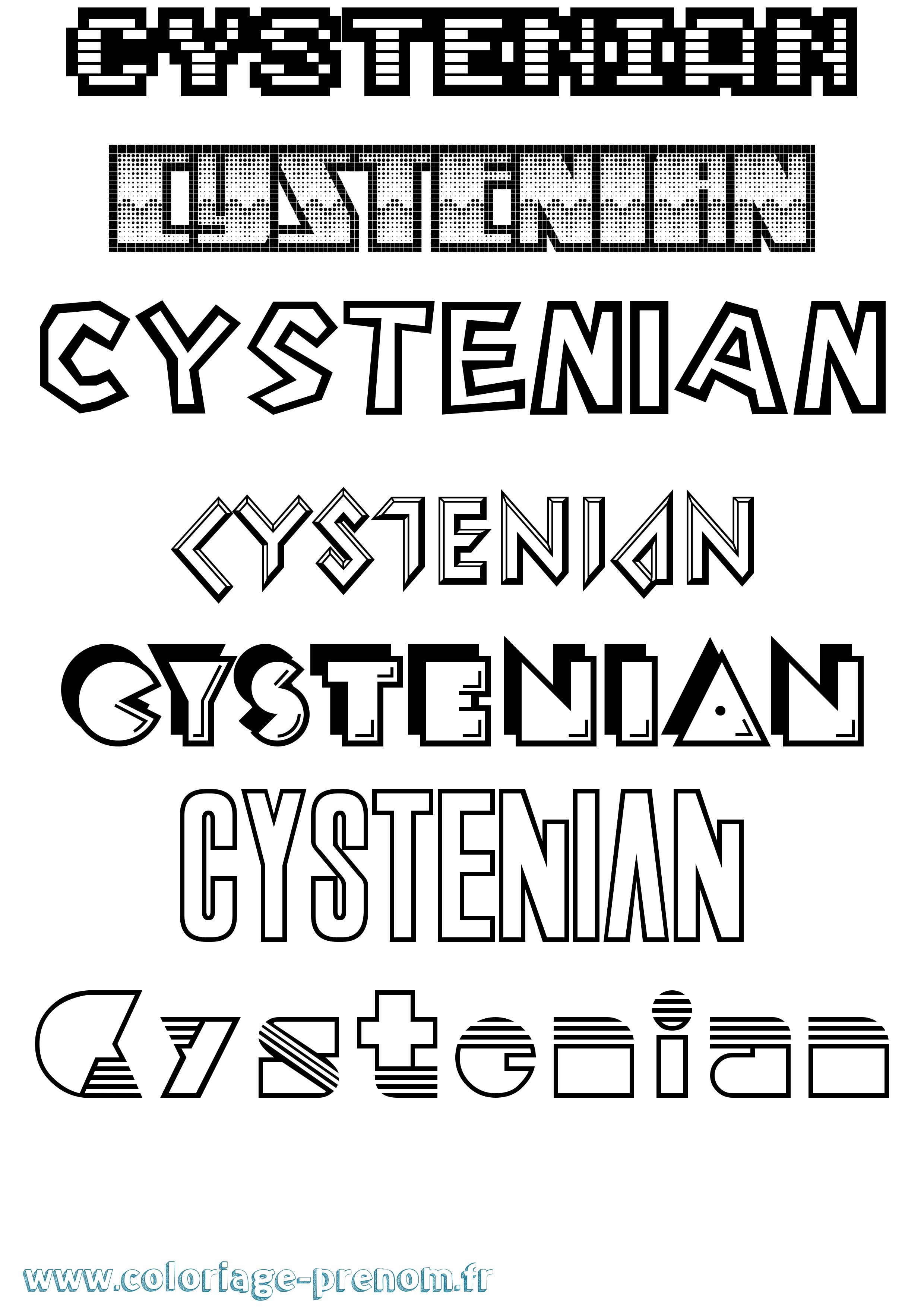 Coloriage prénom Cystenian Jeux Vidéos