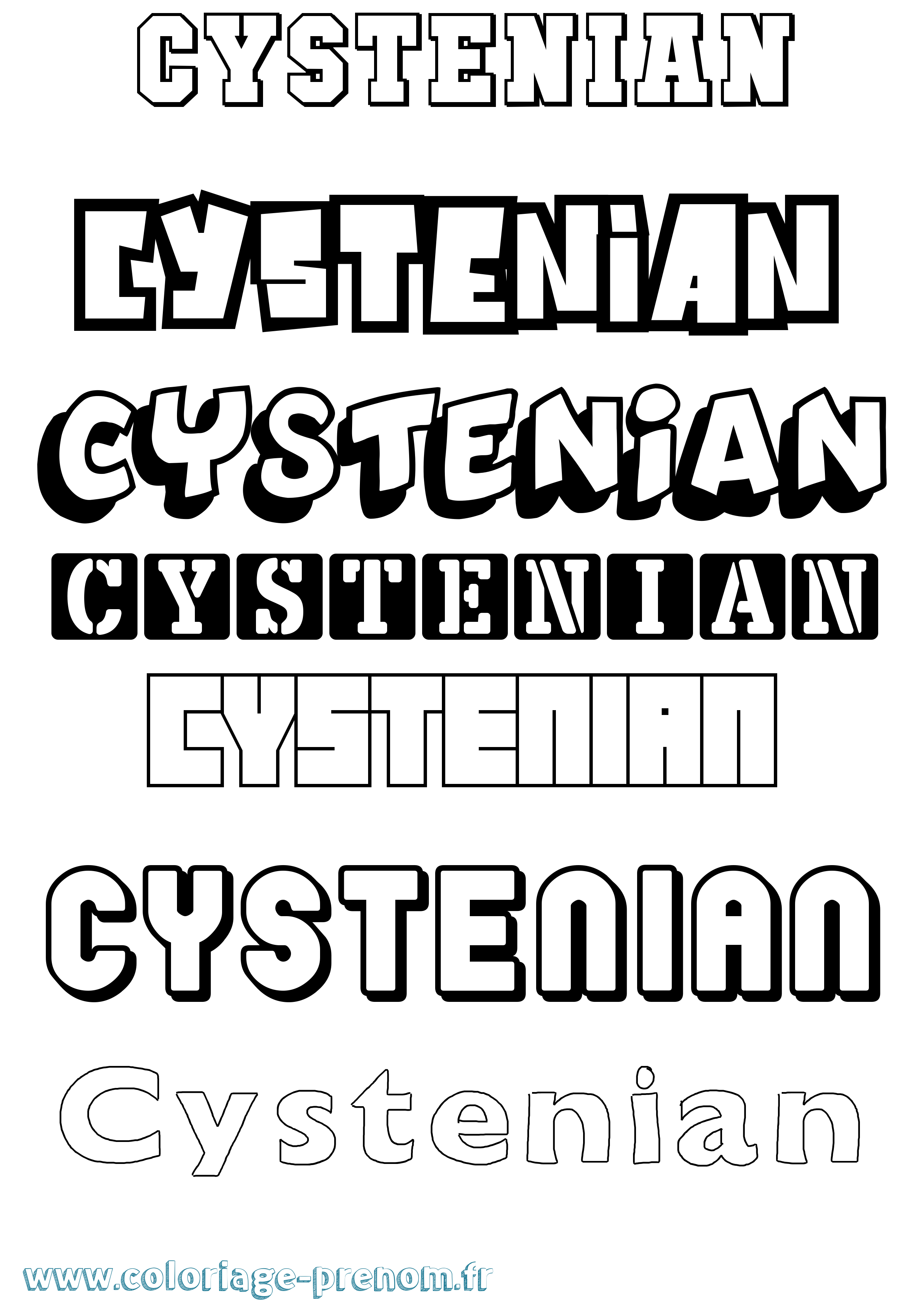Coloriage prénom Cystenian Simple