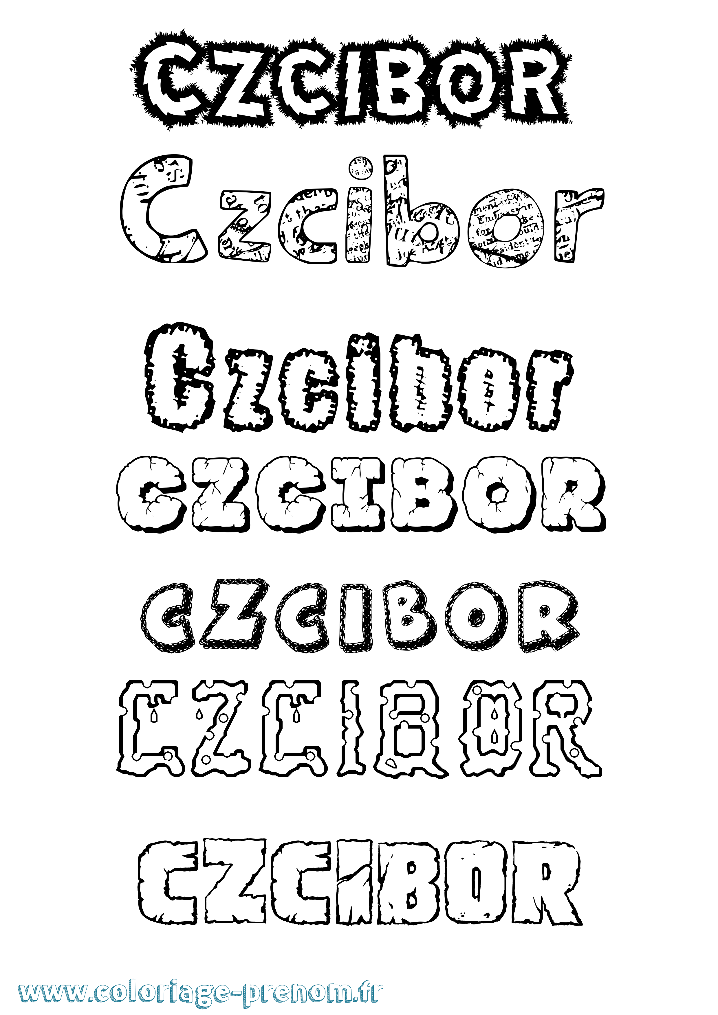 Coloriage prénom Czcibor Destructuré