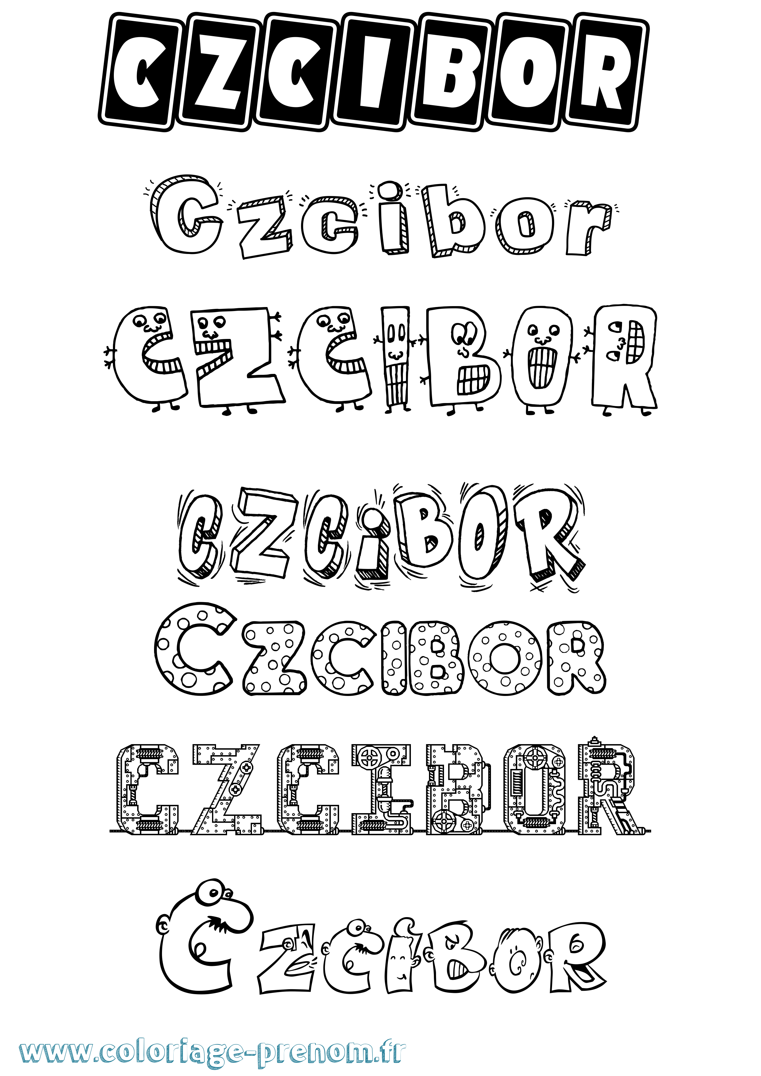 Coloriage prénom Czcibor Fun