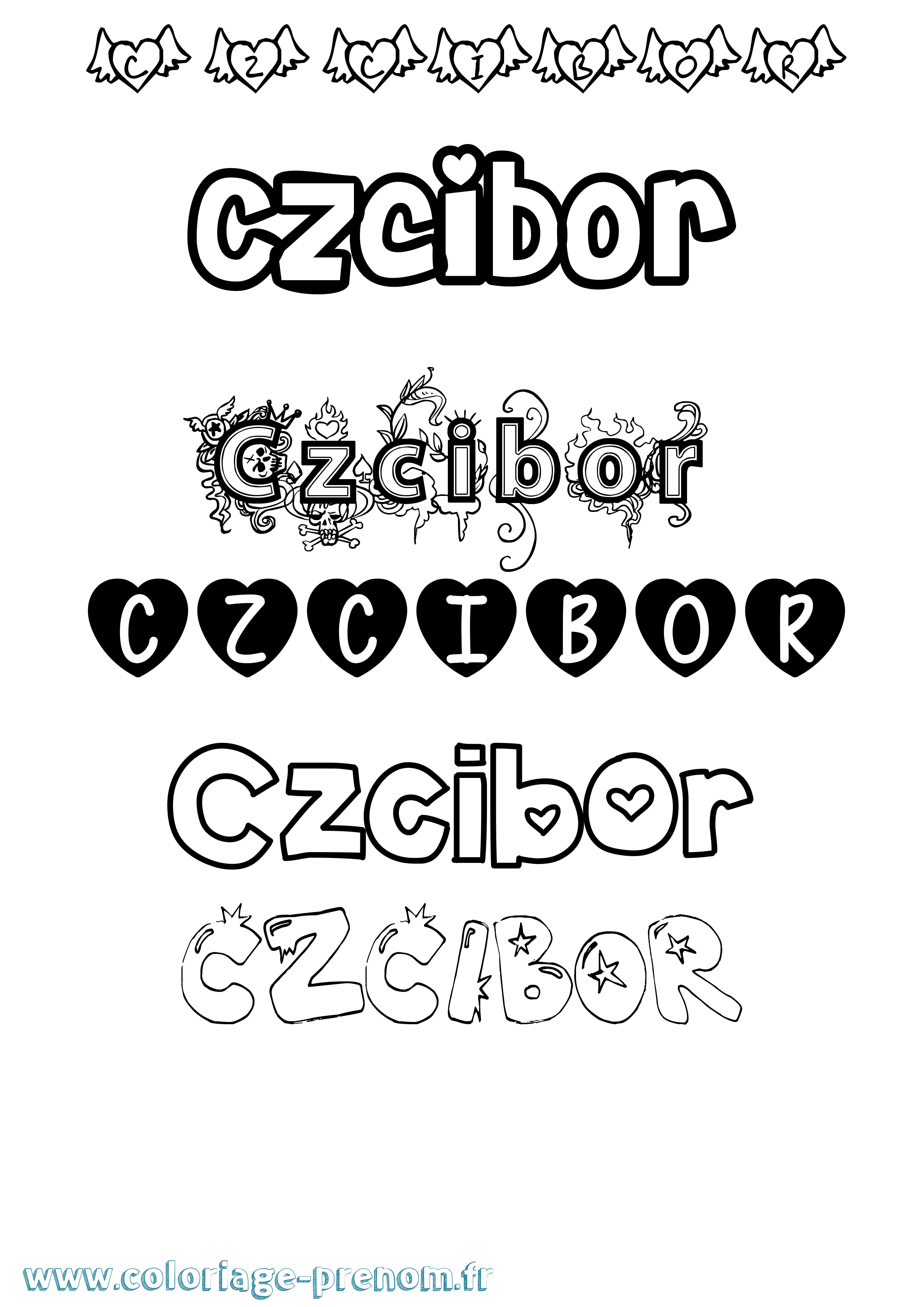 Coloriage prénom Czcibor Girly