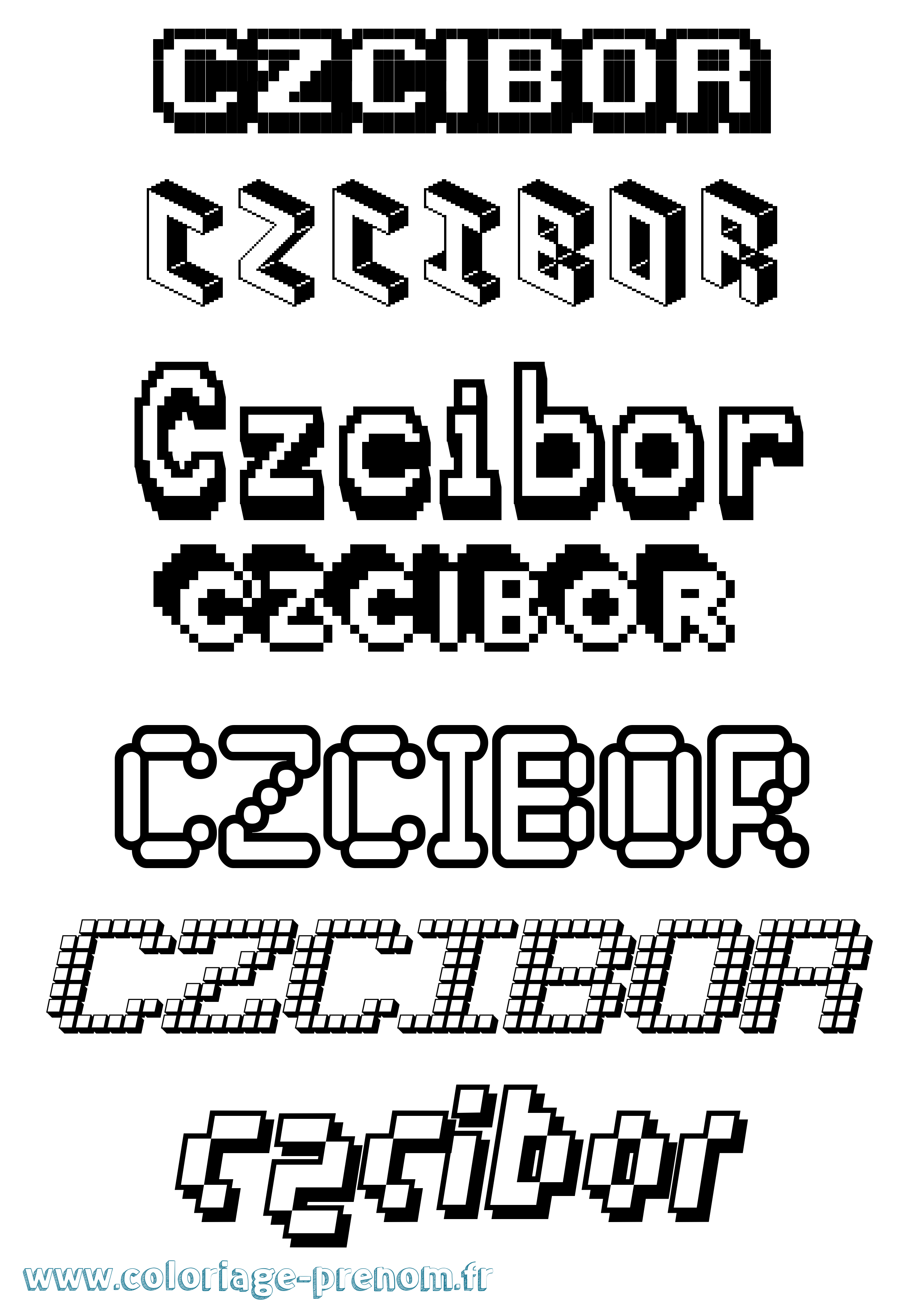 Coloriage prénom Czcibor Pixel