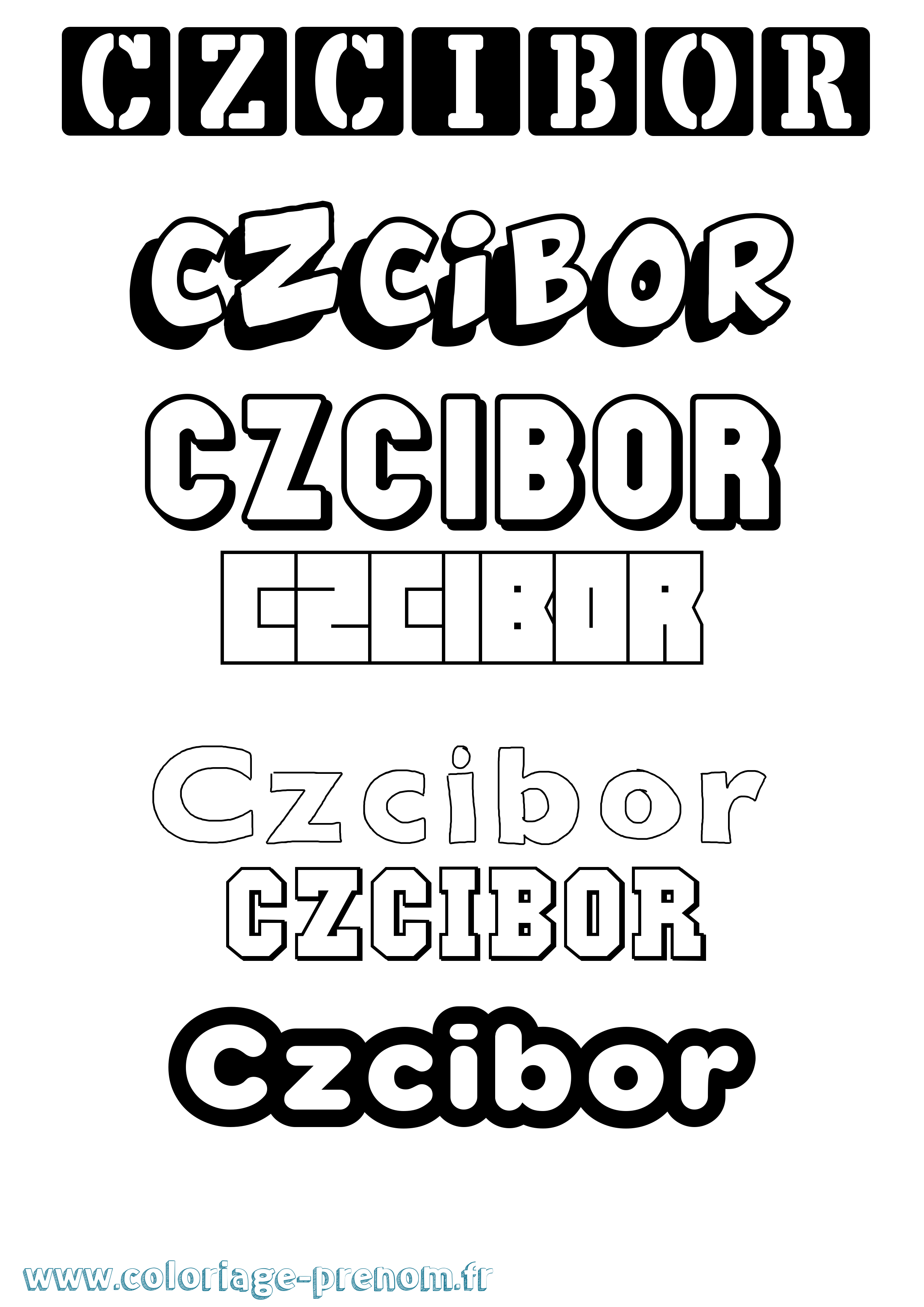 Coloriage prénom Czcibor Simple