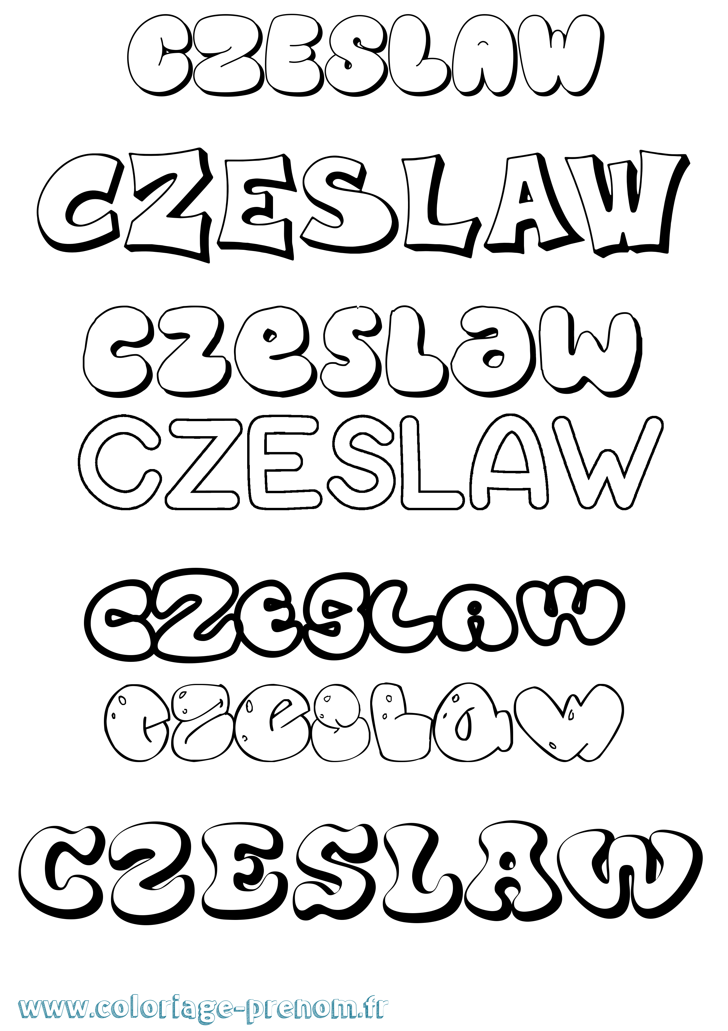 Coloriage prénom Czeslaw Bubble