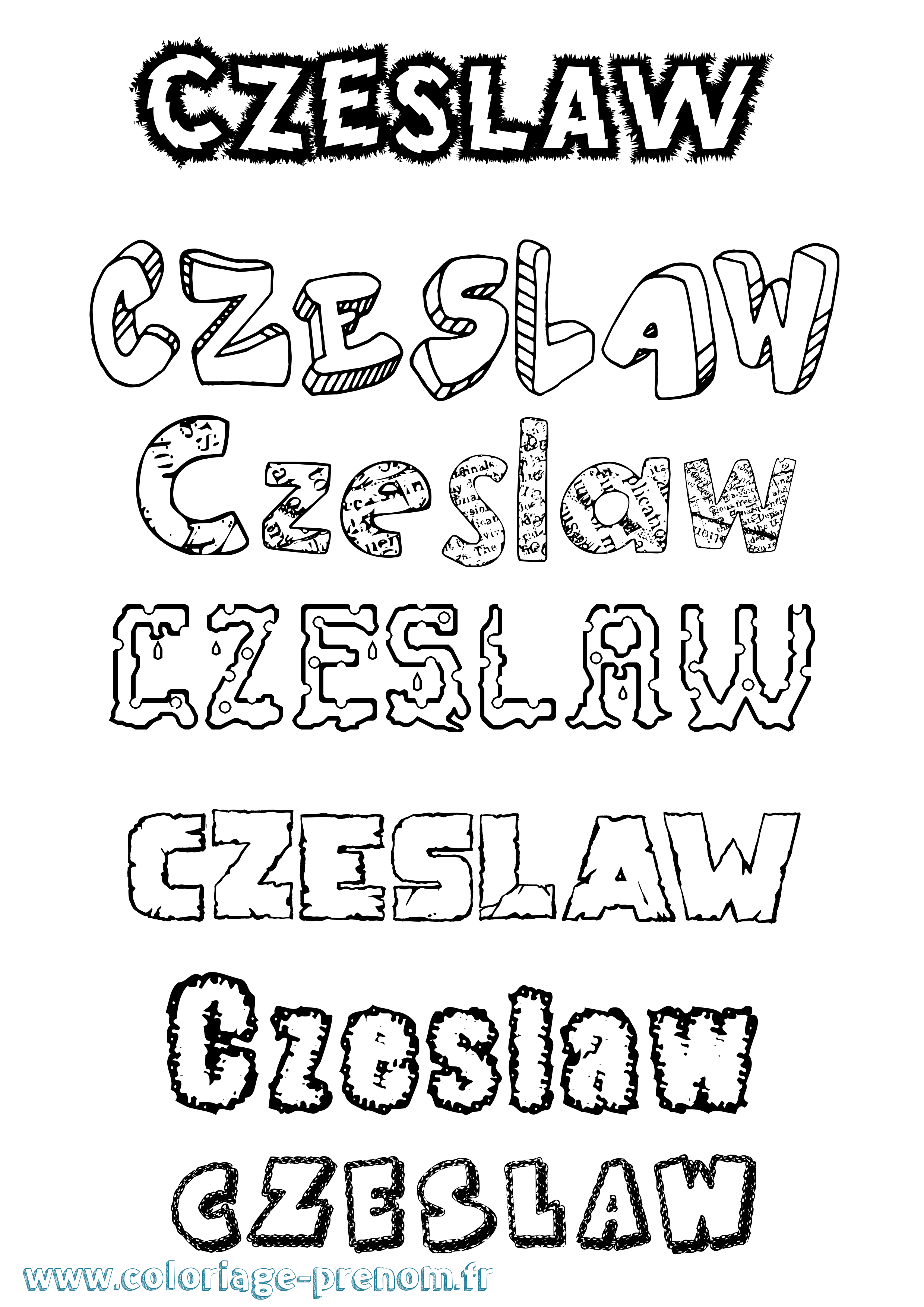 Coloriage prénom Czeslaw Destructuré