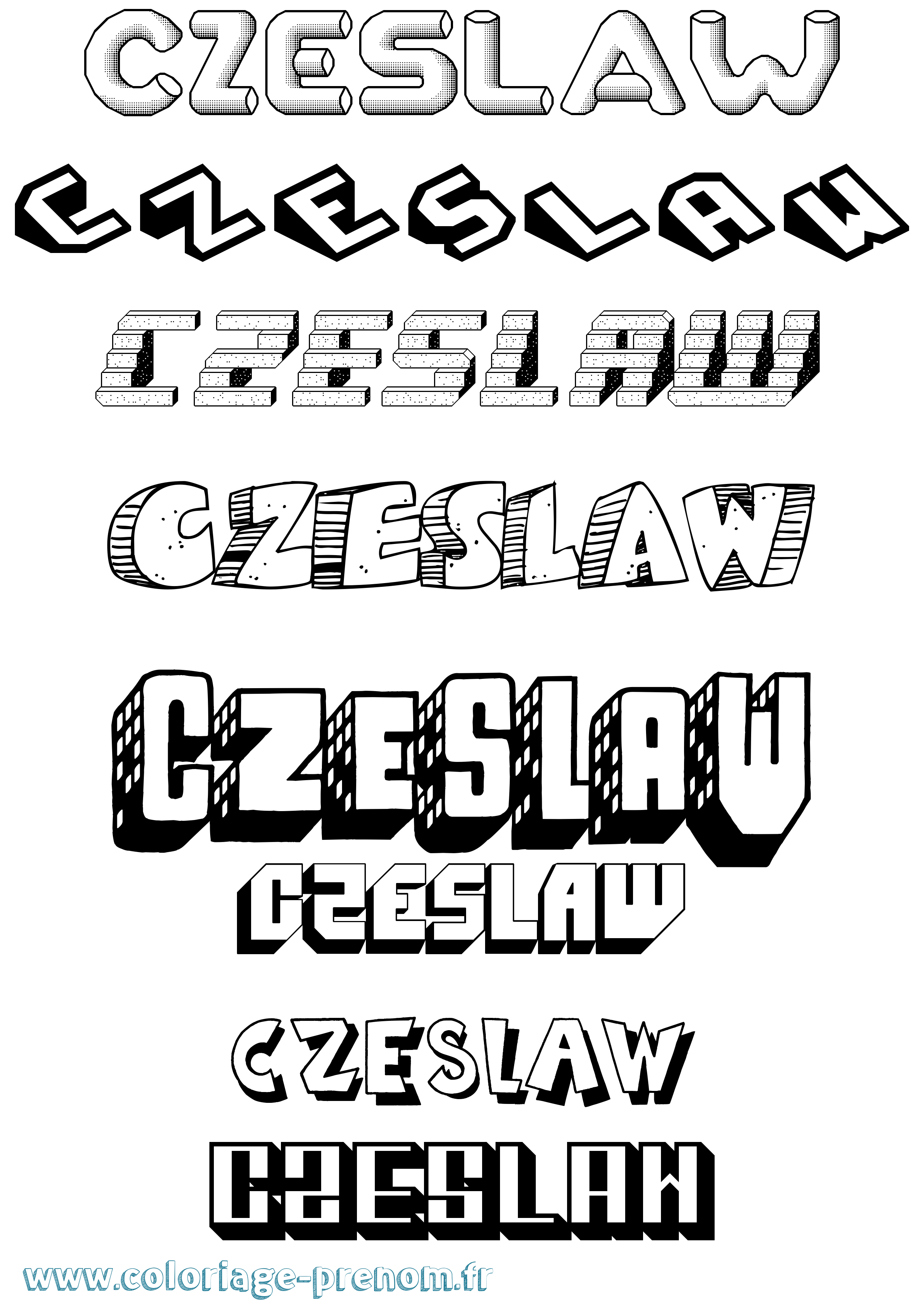 Coloriage Czeslaw Effet 3D Coloriage prénom Czeslaw Effet 3D