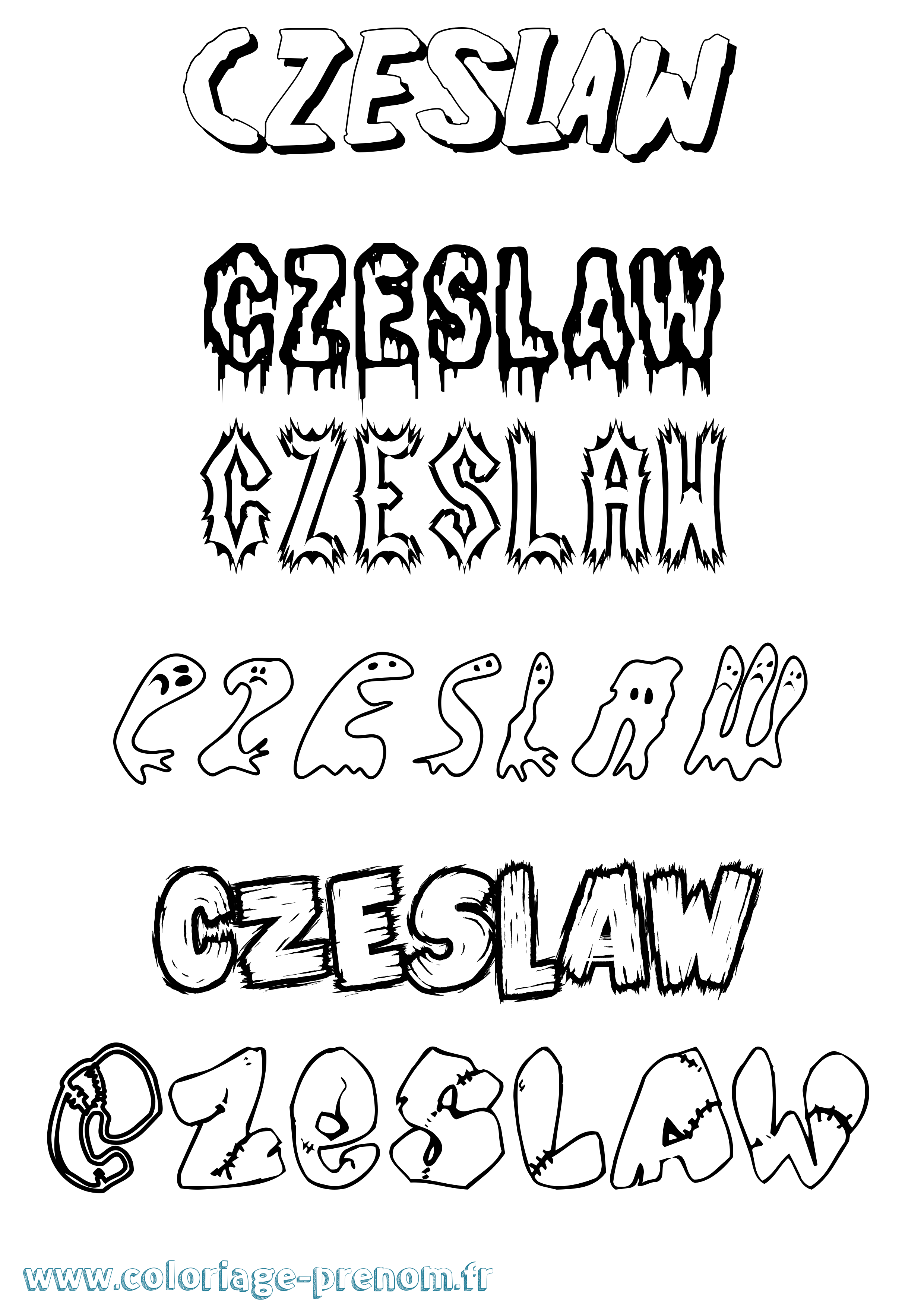 Coloriage prénom Czeslaw Frisson