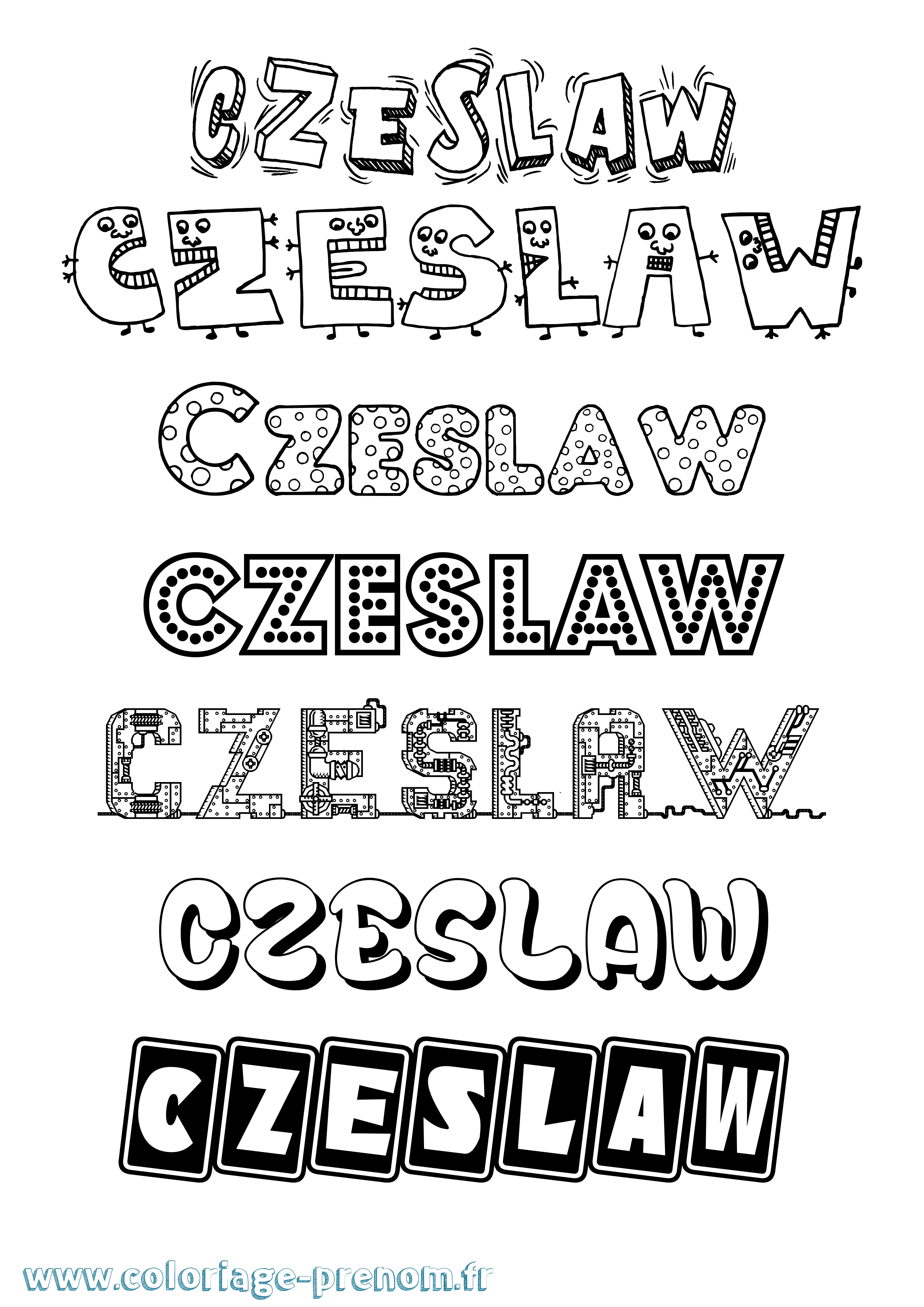 Coloriage prénom Czeslaw Fun