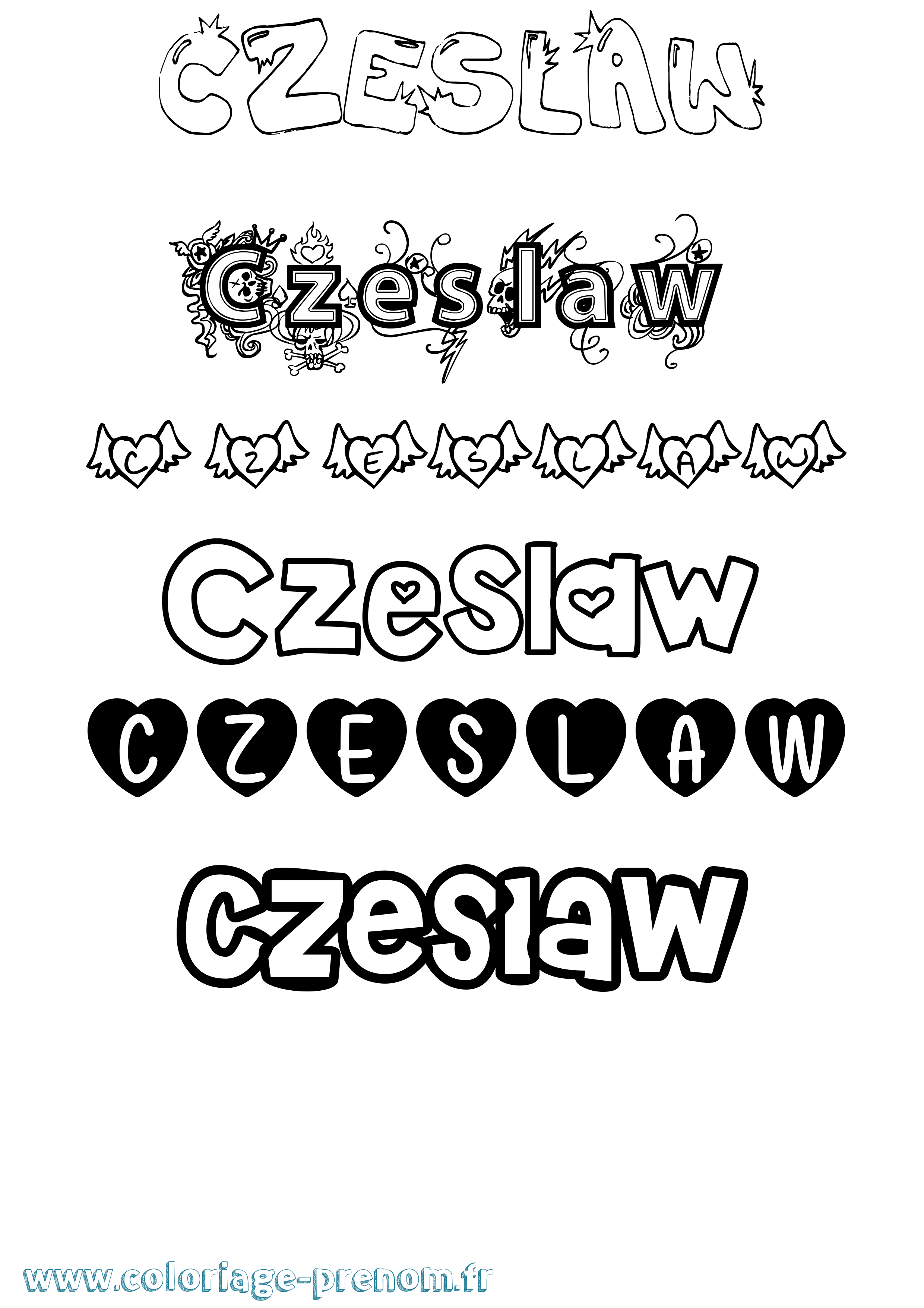 Coloriage prénom Czeslaw Girly