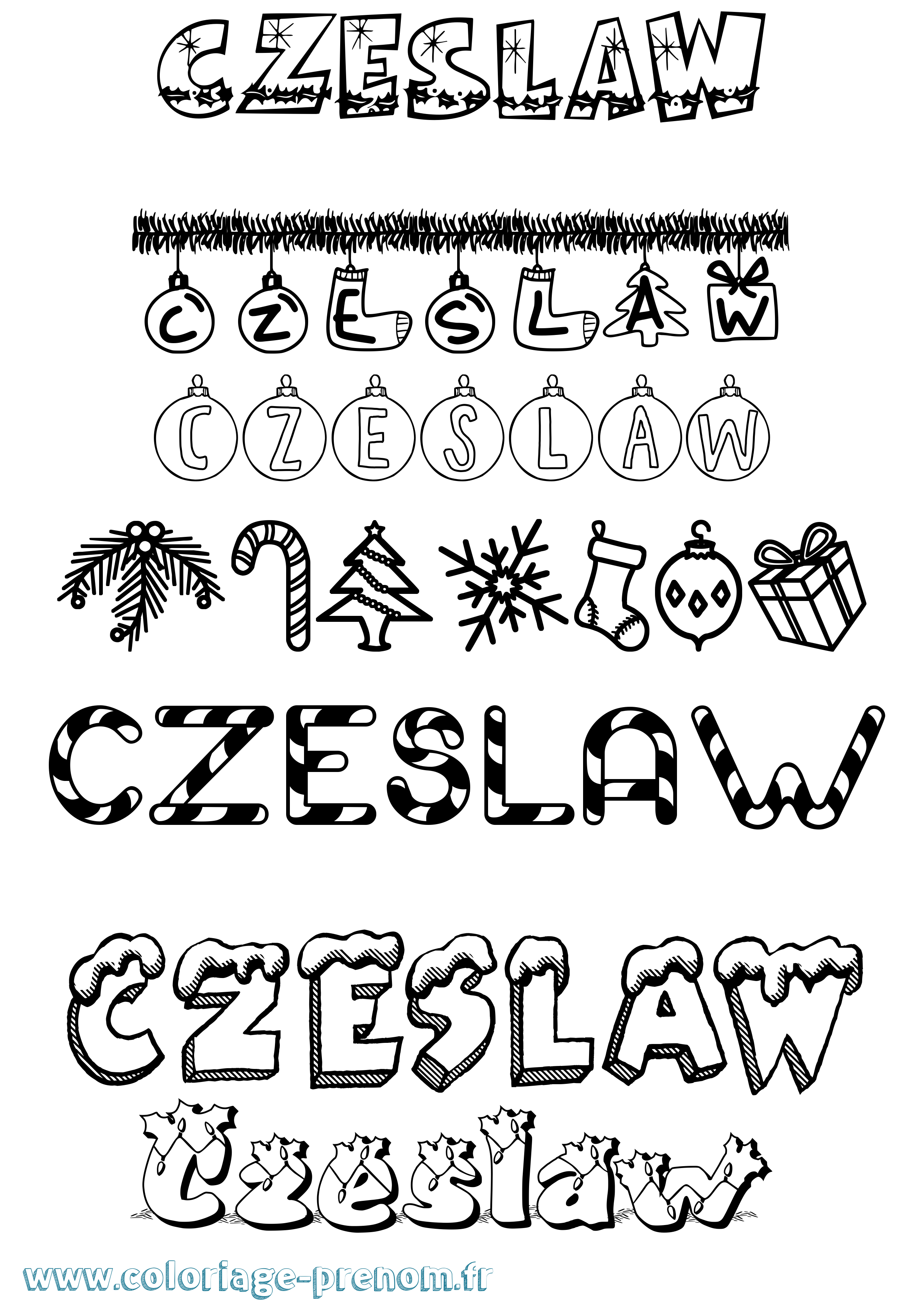 Coloriage Czeslaw Noël Coloriage prénom Czeslaw Noël