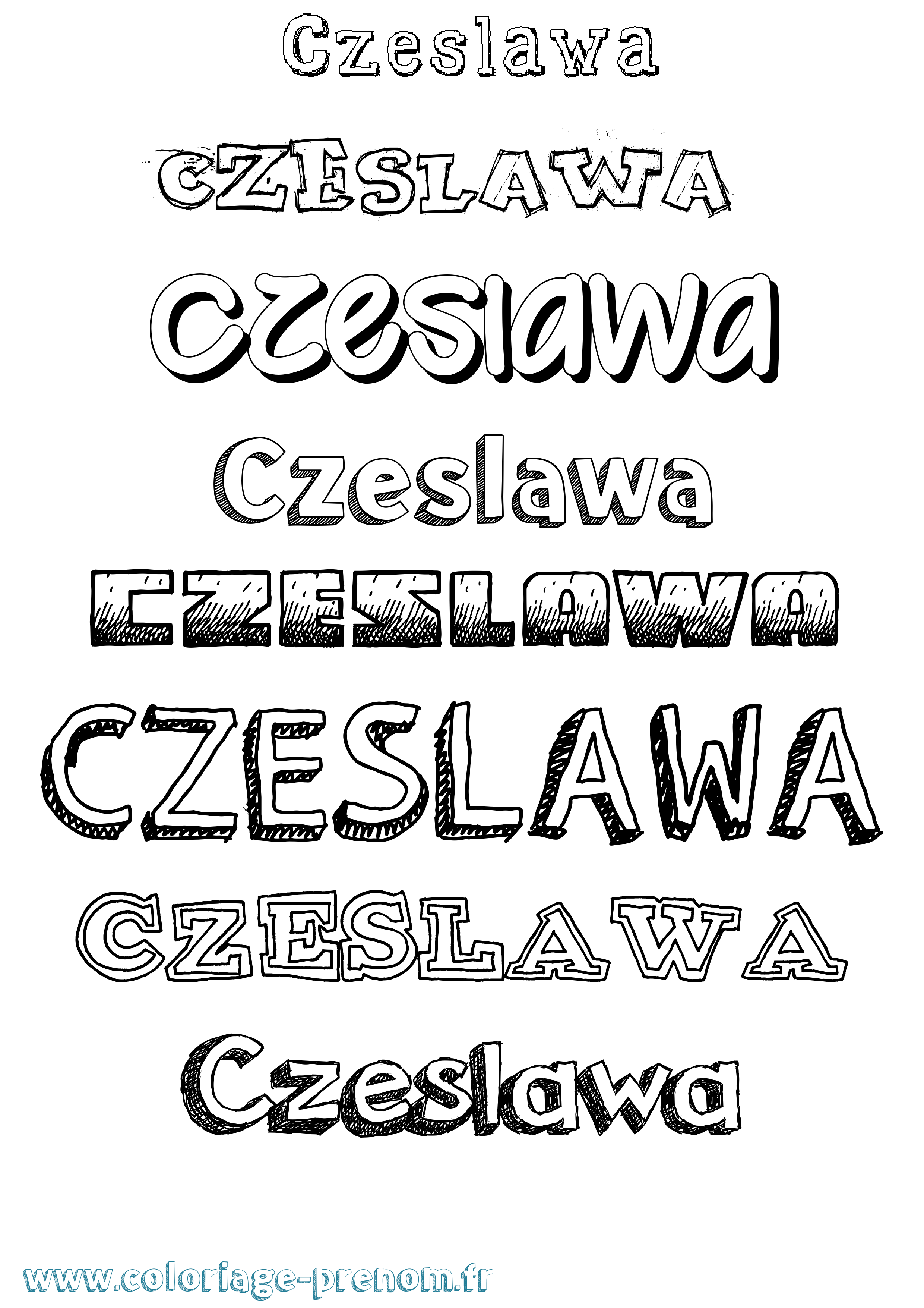Coloriage prénom Czeslawa Dessiné