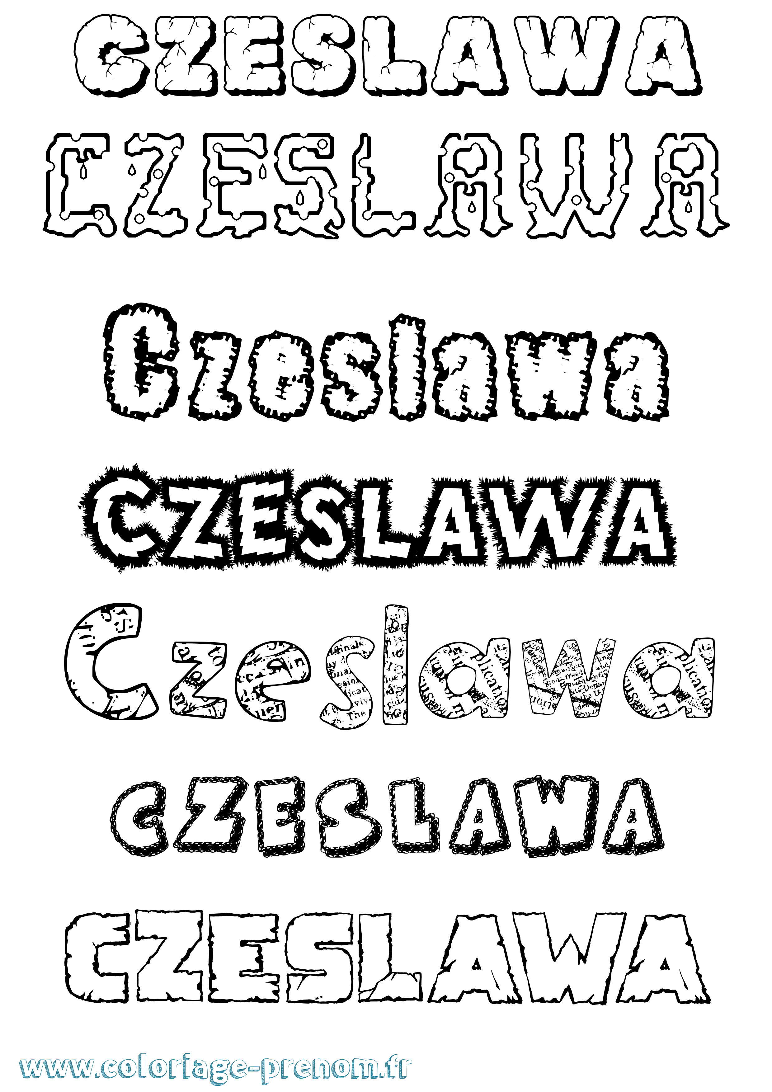 Coloriage prénom Czeslawa Destructuré