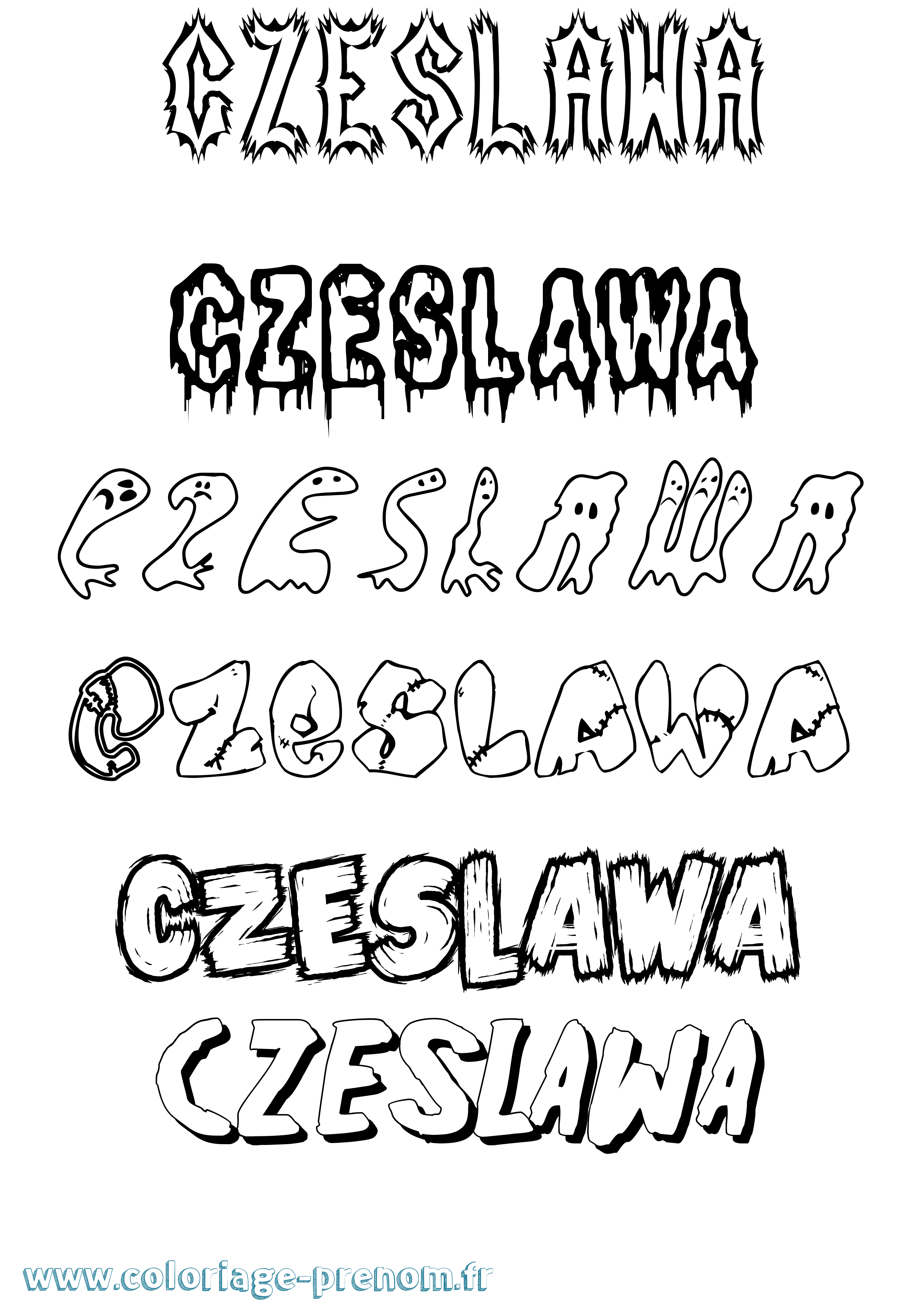 Coloriage prénom Czeslawa Frisson