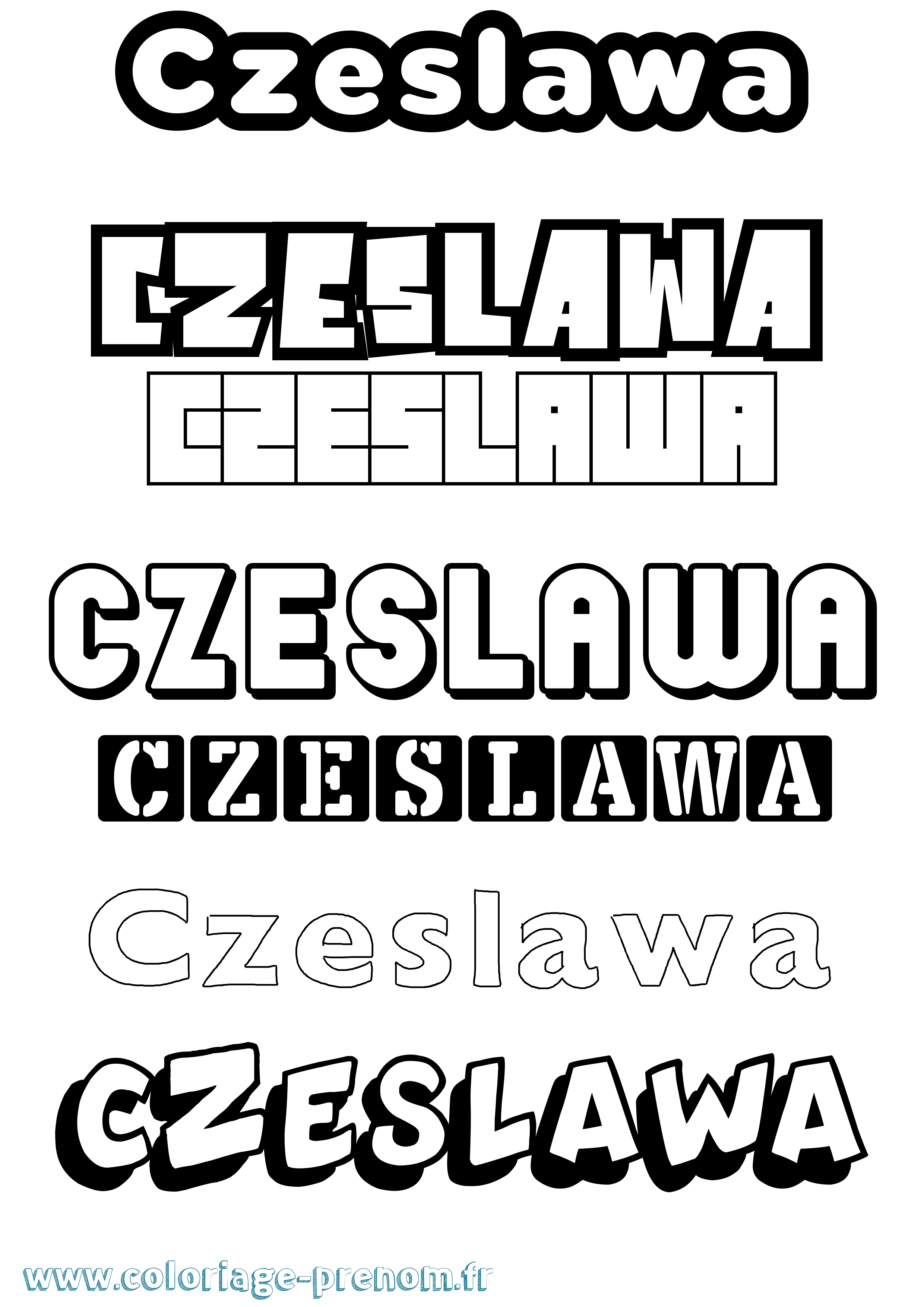 Coloriage prénom Czeslawa Simple