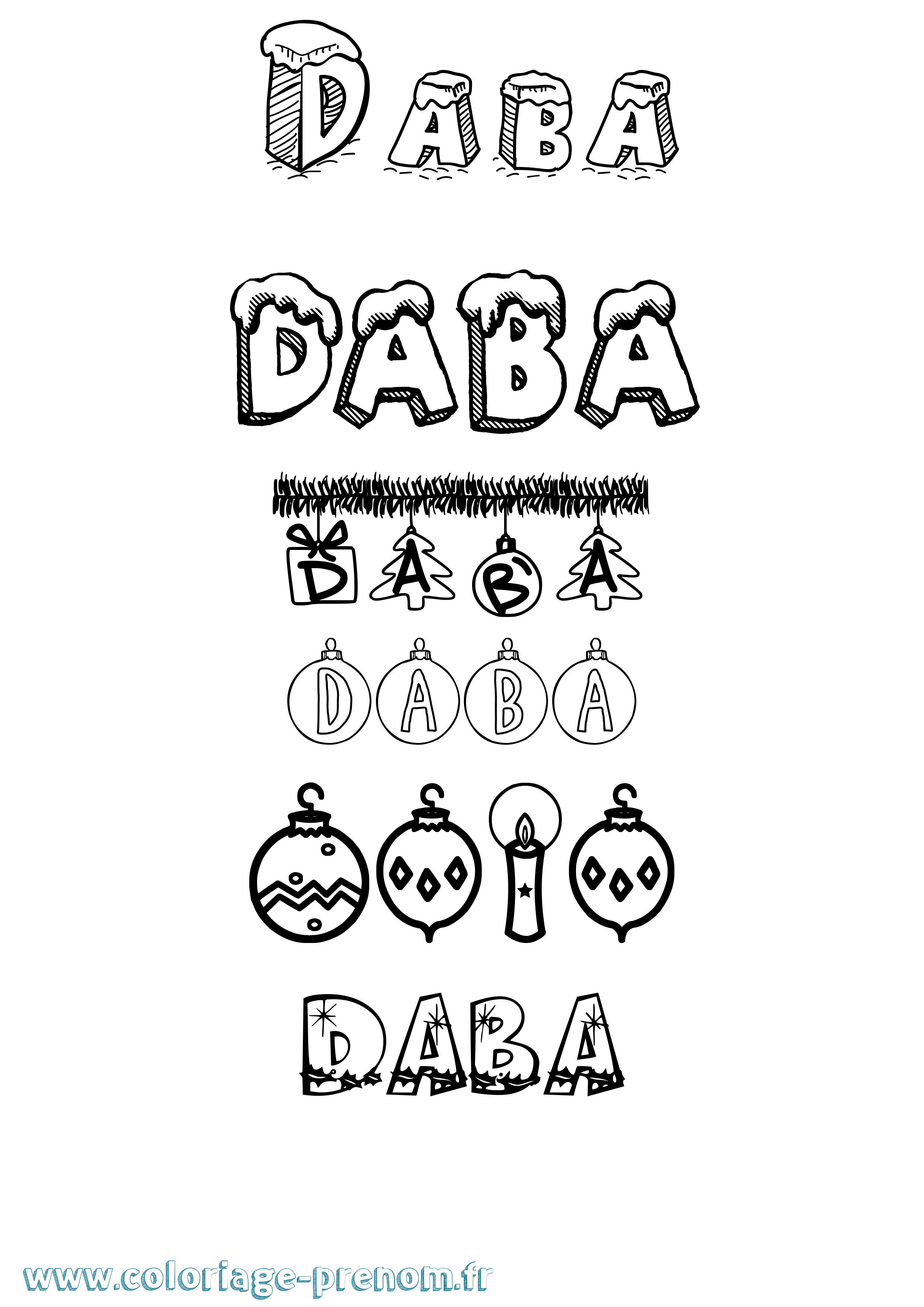 Coloriage prénom Daba Noël