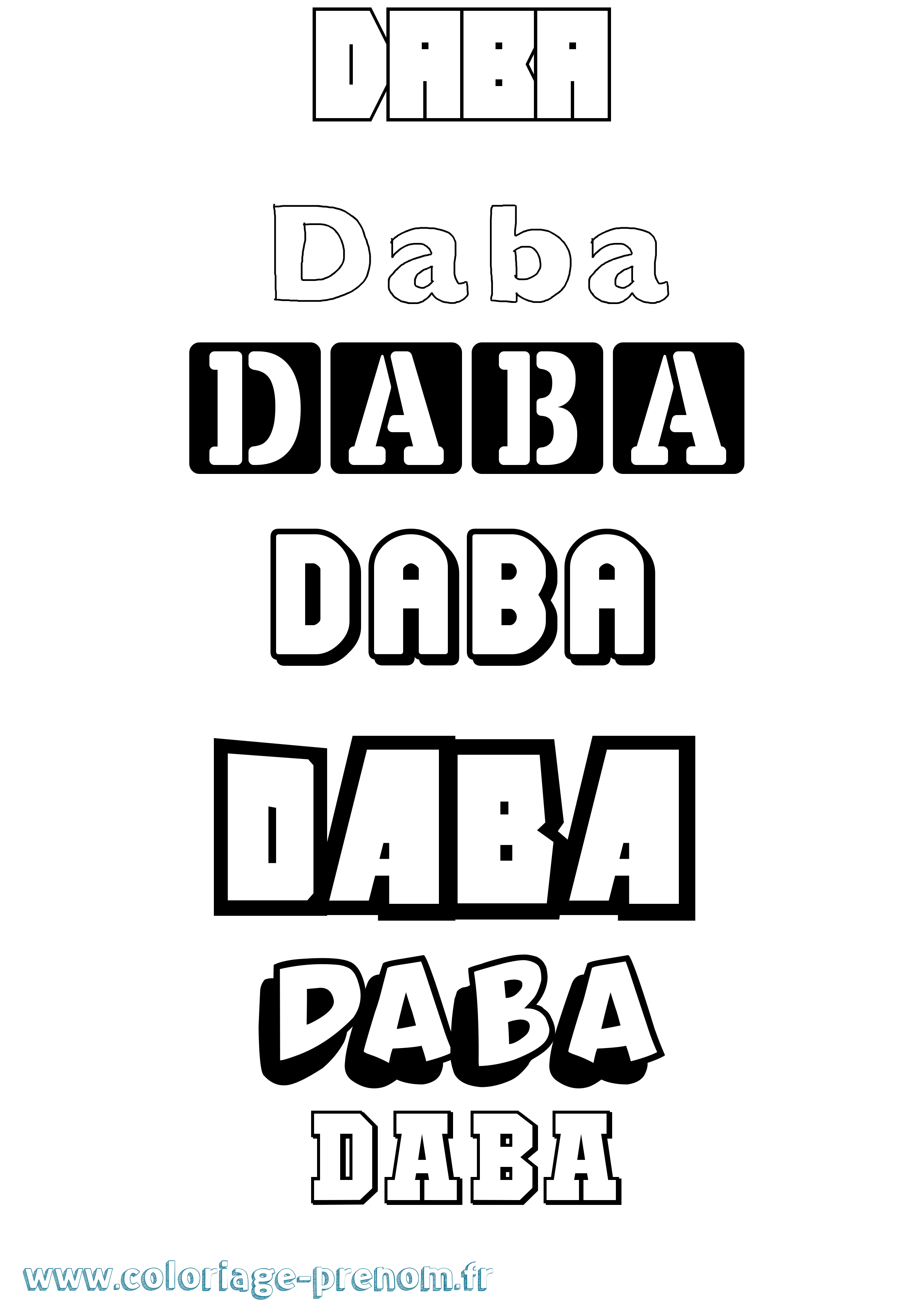 Coloriage prénom Daba Simple