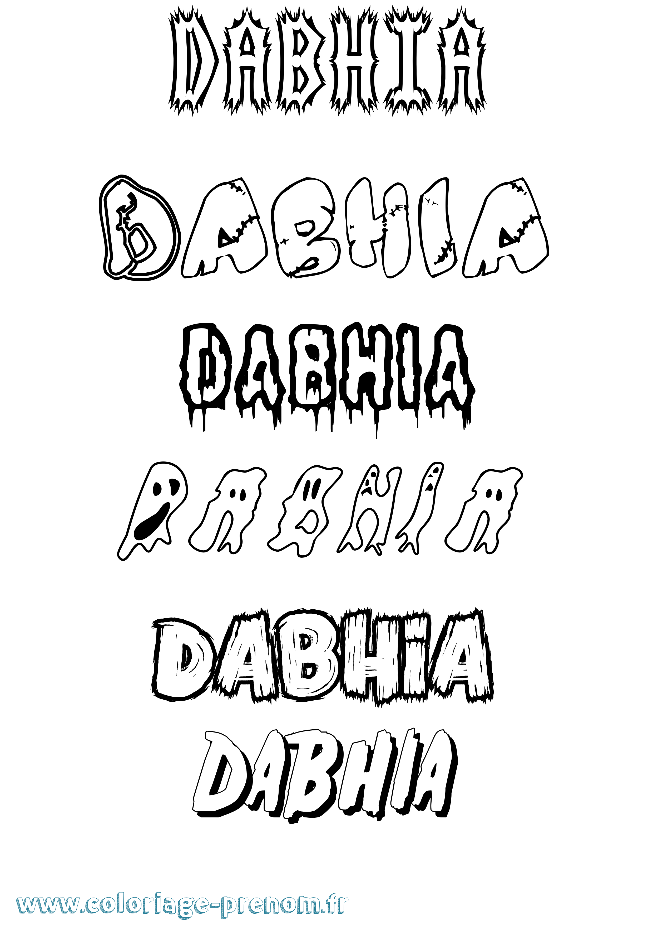 Coloriage prénom Dabhia Frisson