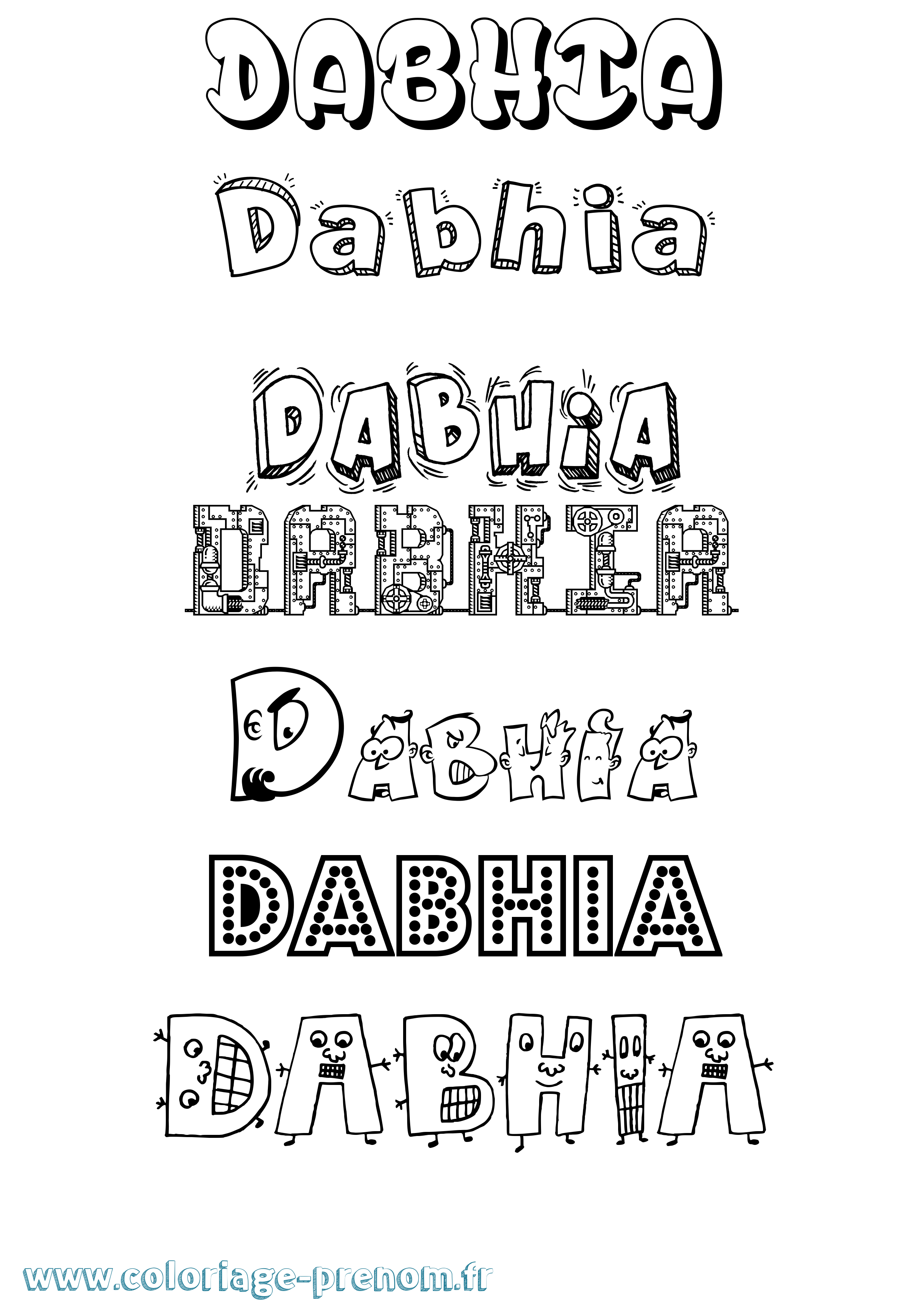 Coloriage prénom Dabhia Fun