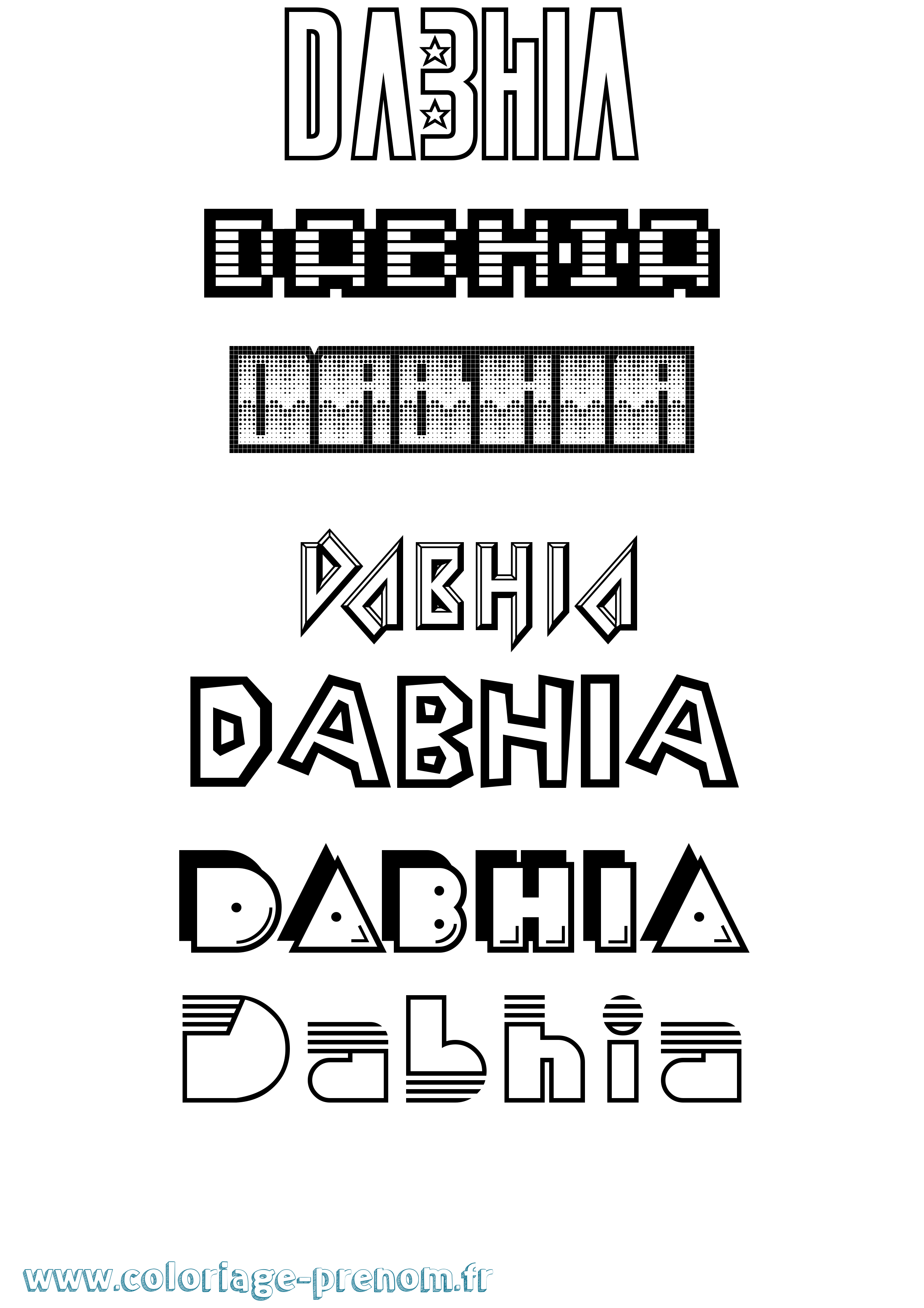 Coloriage prénom Dabhia Jeux Vidéos