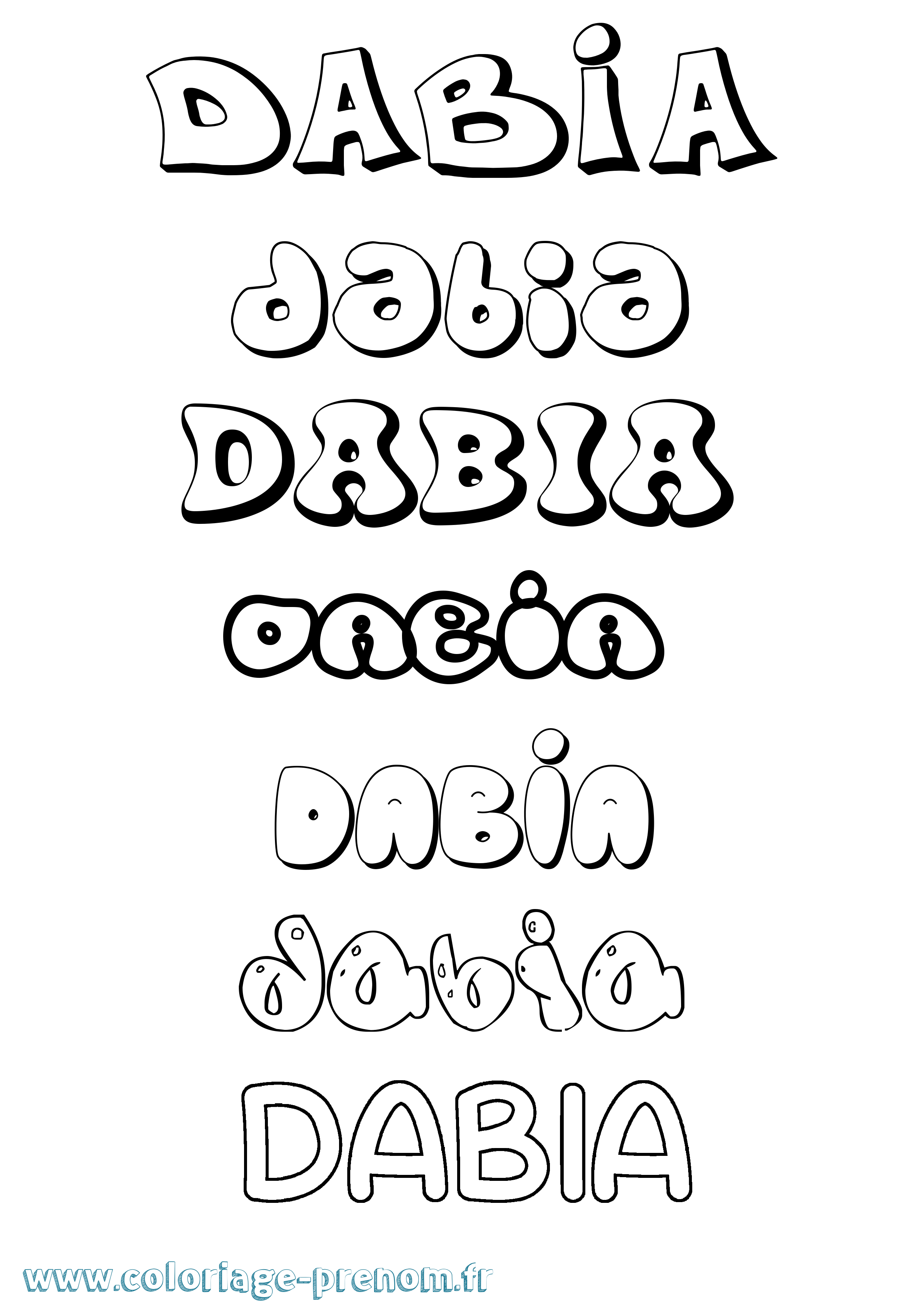 Coloriage Dabia Bubble Coloriage prénom Dabia Bubble